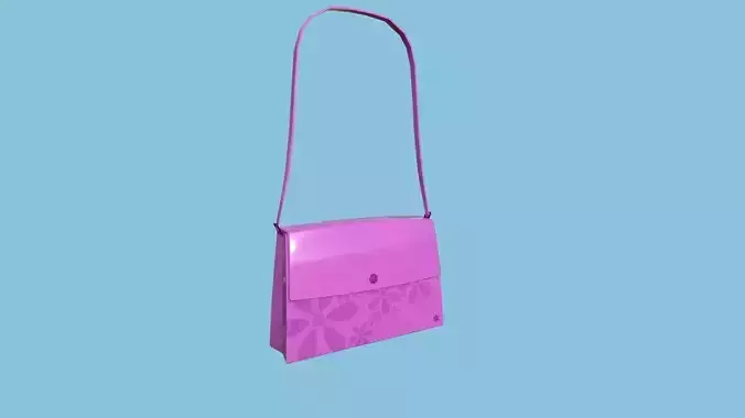 Pink Glossy Female Bag - Character Fashion Design Low-poly 3D model