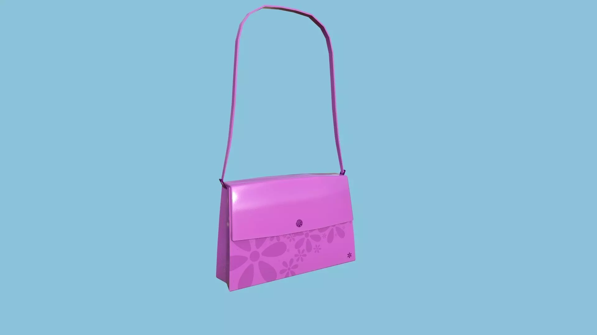 Pink Glossy Female Bag - Character Fashion Design Low-poly 3D model_0
