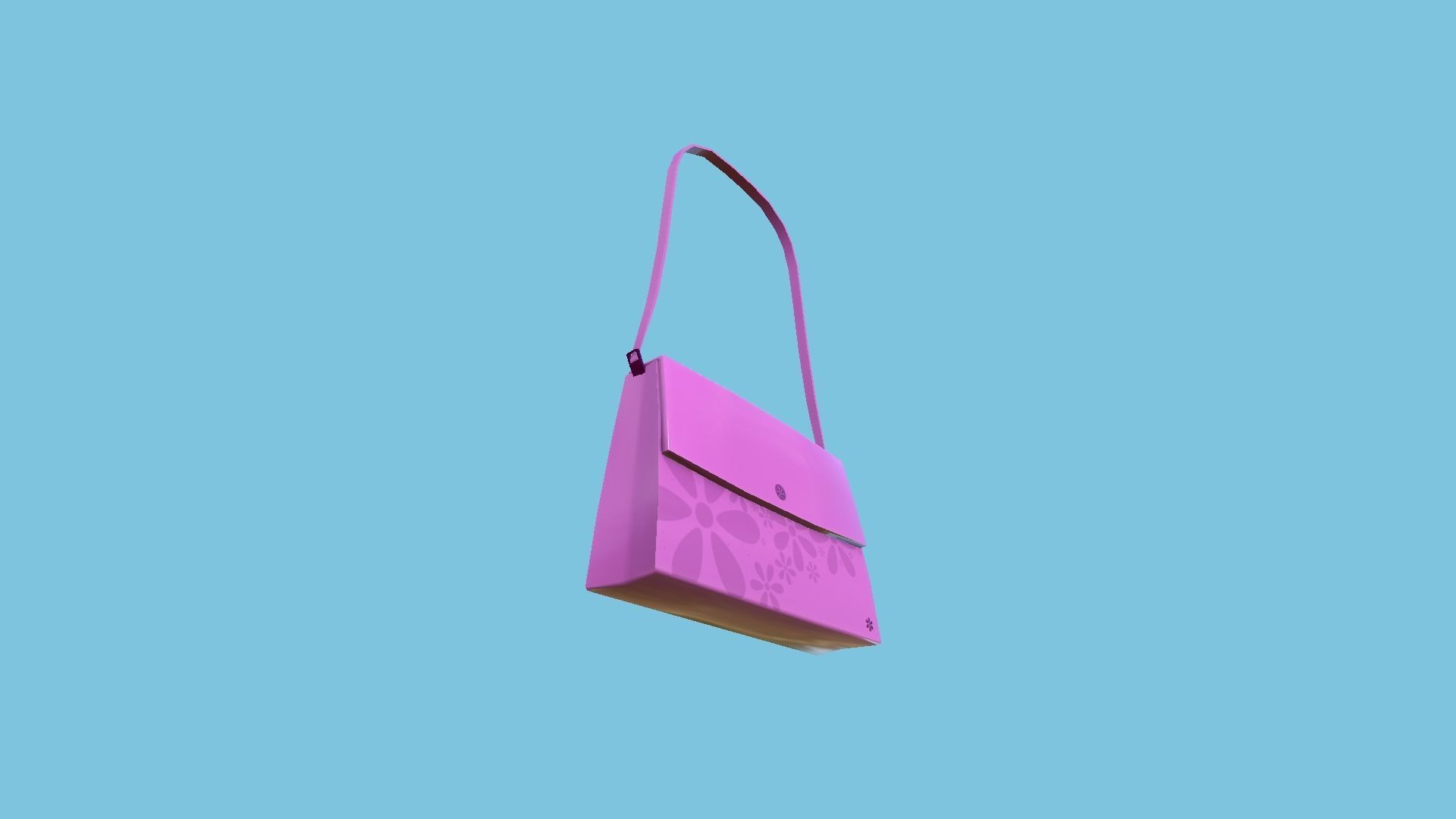 Pink Glossy Female Bag - Character Fashion Design Low-poly 3D model_4