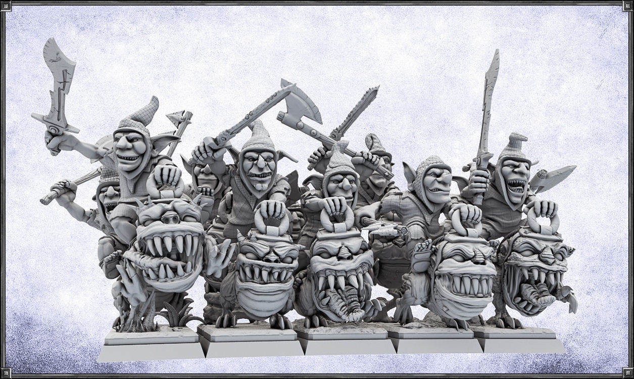 Goblin Squig Riders -UNIT- 28mm Miniatures 3D model 3D printable | CGTrader