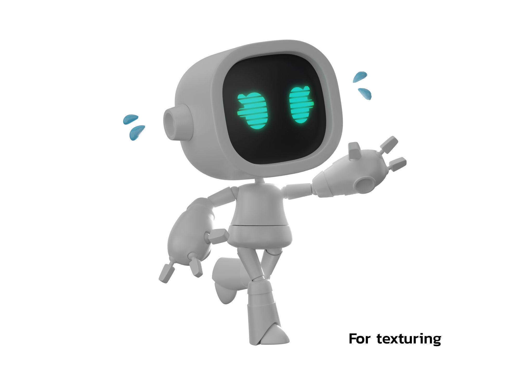 Cute Cartoon Robot 3D Character for Animation Ar Vr Game 3D model_21
