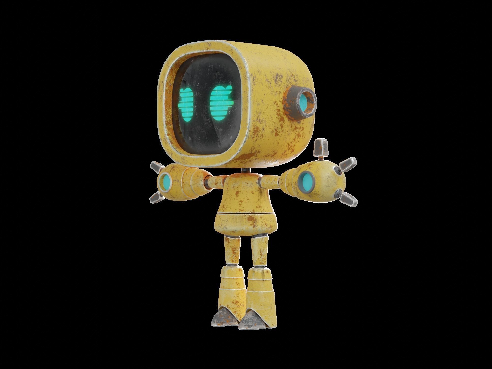 Cute Cartoon Robot 3D Character for Animation Ar Vr Game 3D model_5