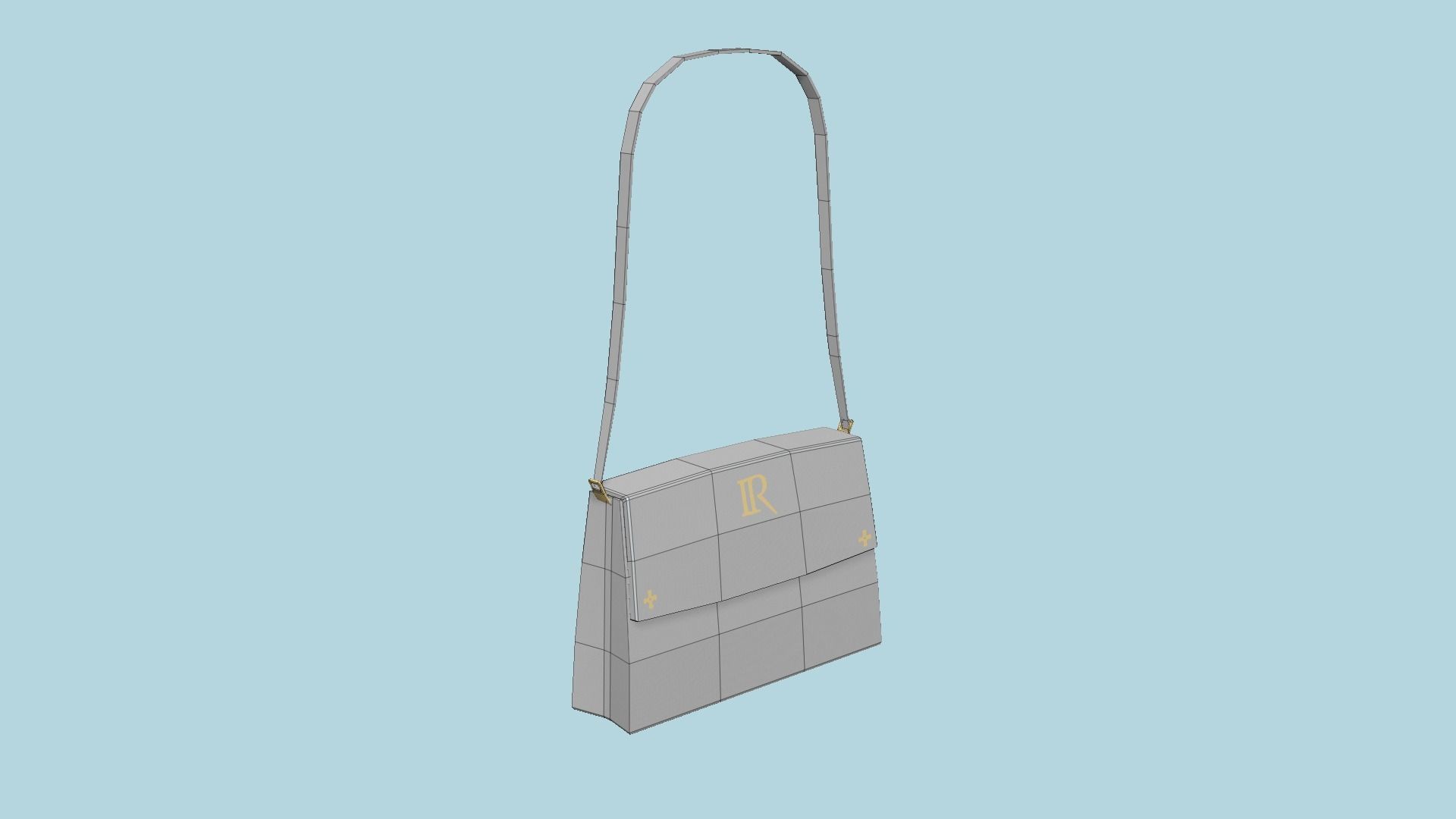 White Gold Female Bag - Character Fashion Design Low-poly 3D model_6