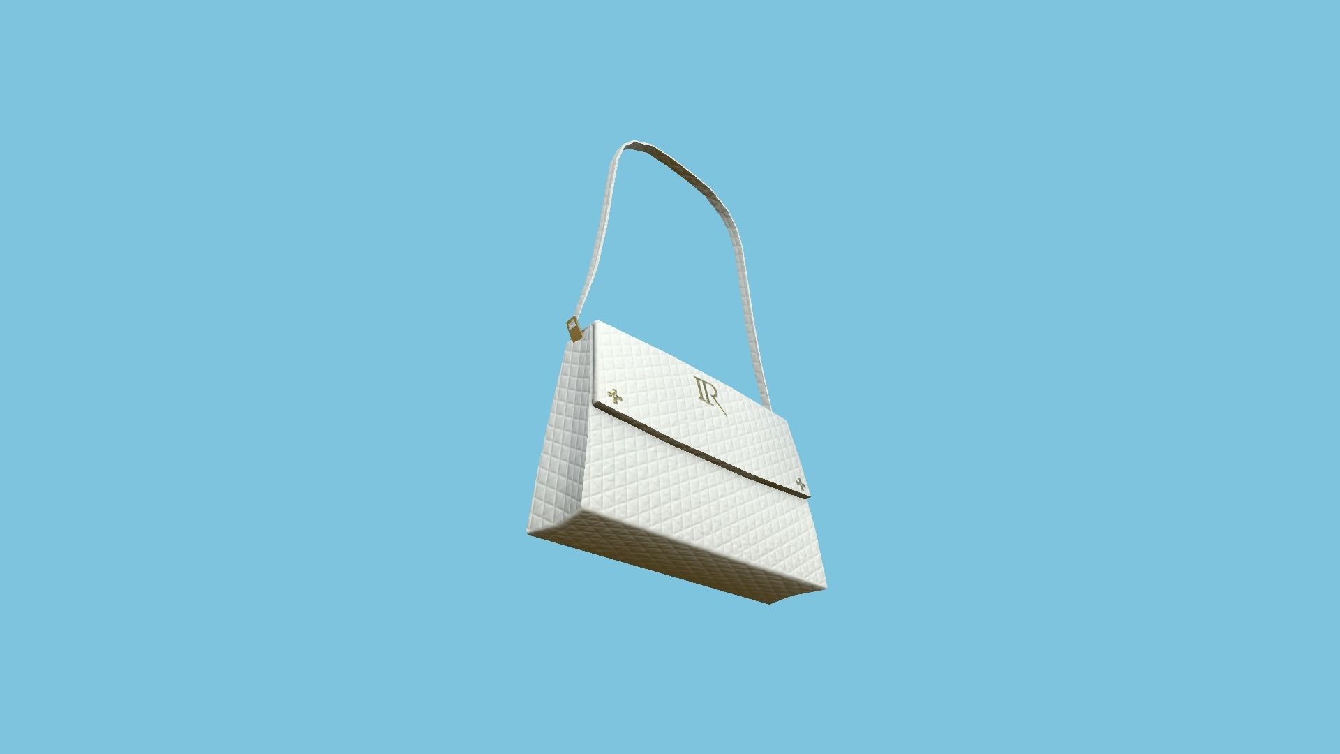 White Gold Female Bag - Character Fashion Design Low-poly 3D model_4