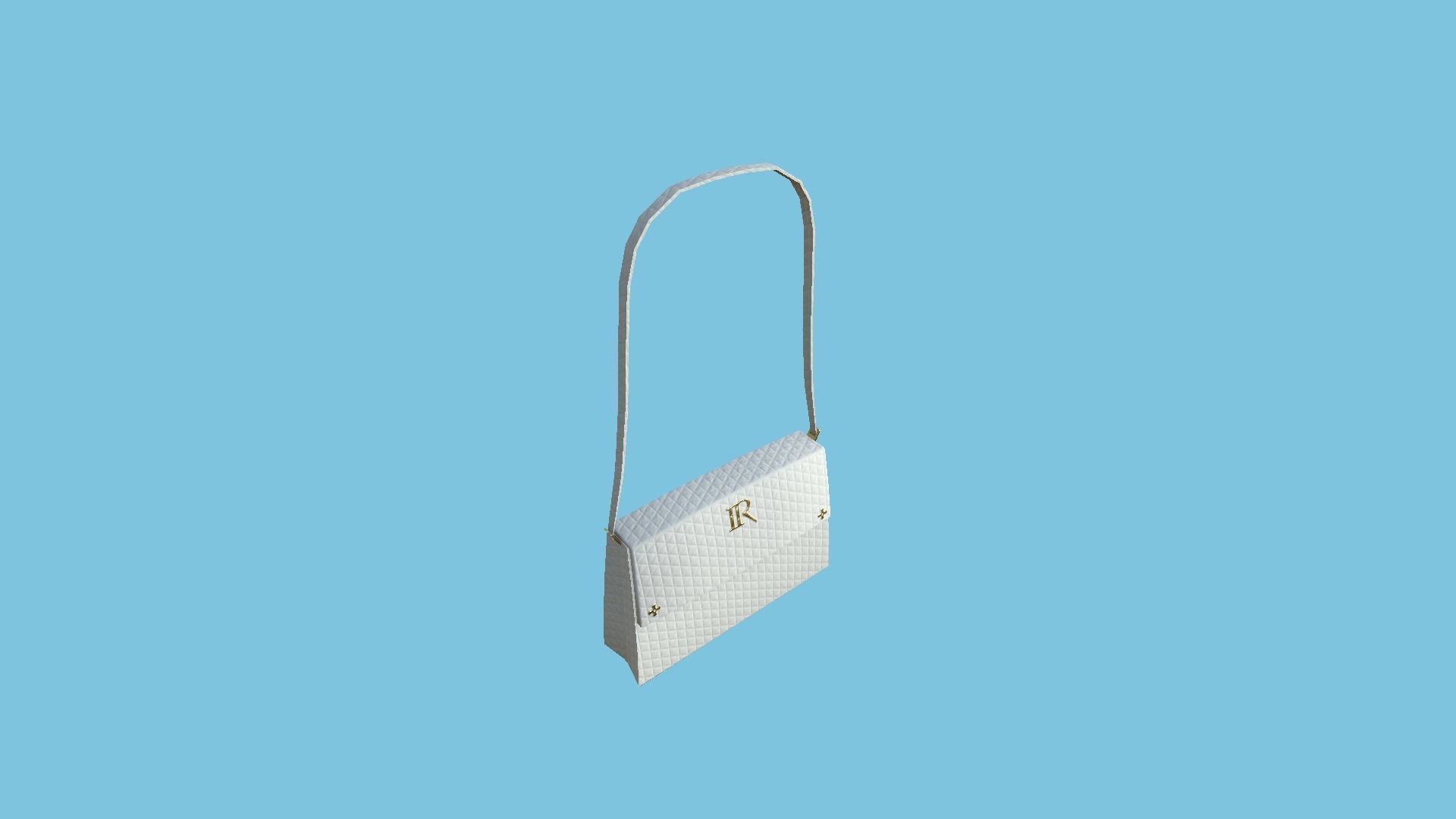 White Gold Female Bag - Character Fashion Design Low-poly 3D model_2