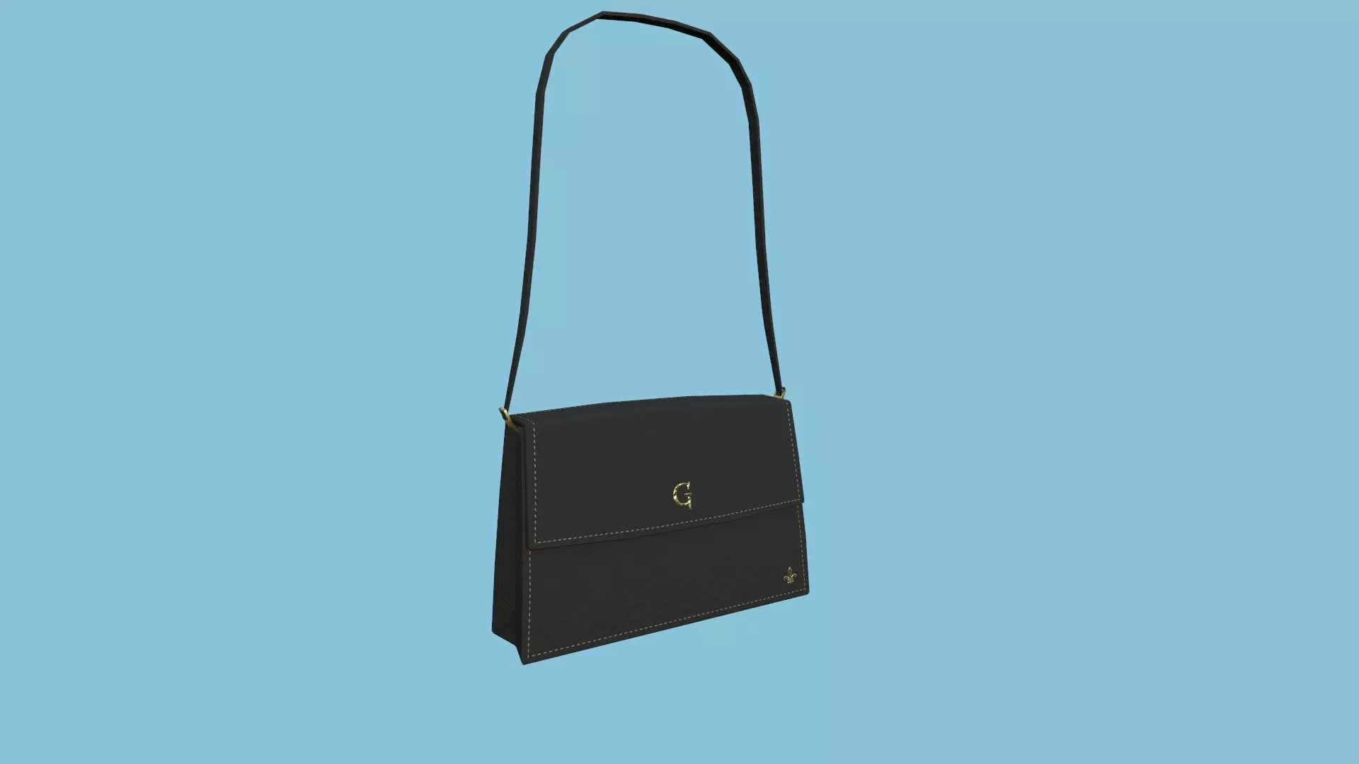 Black Luxury Female Bag - Character Fashion Design Low-poly 3D model_0