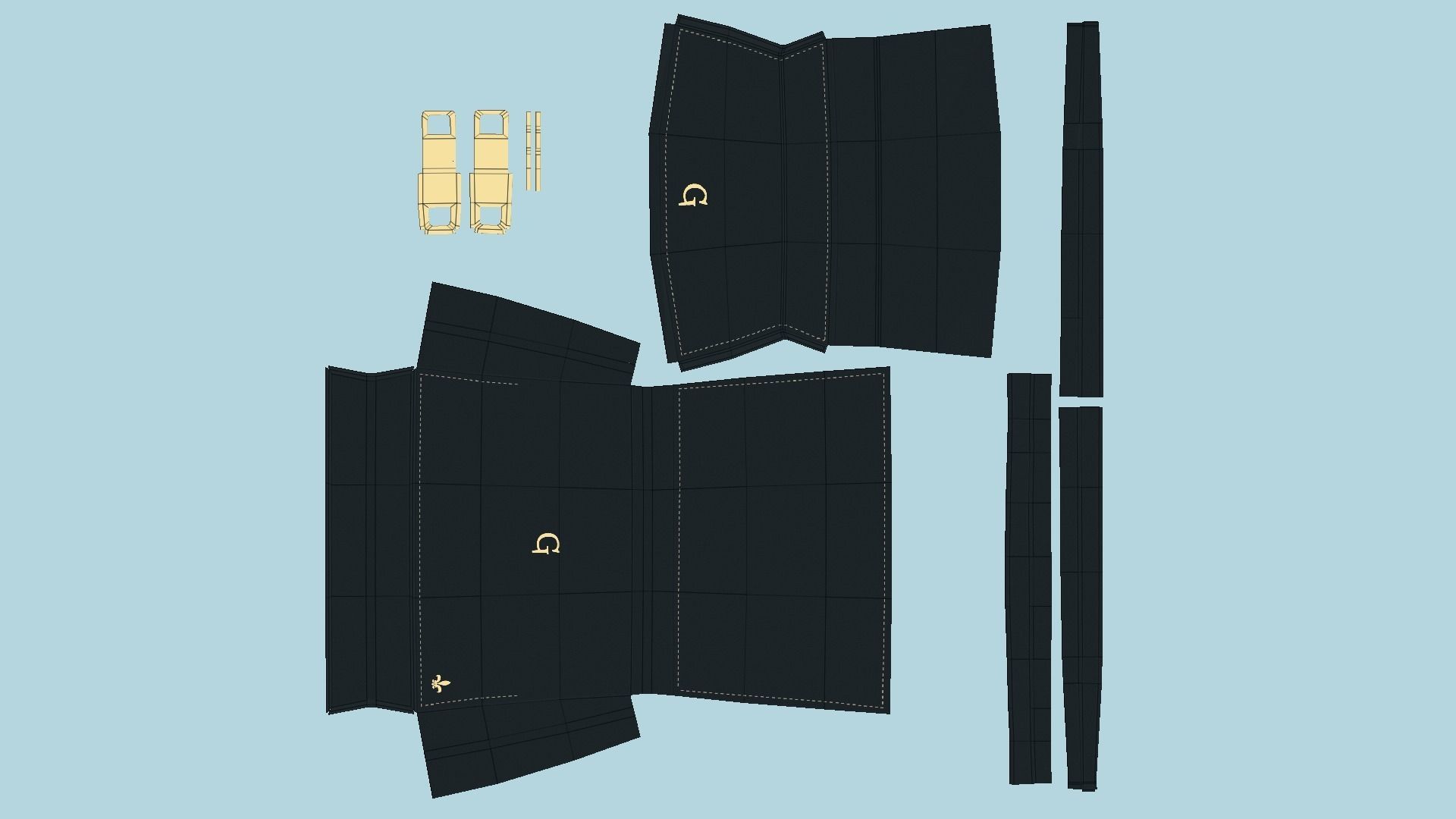 Black Luxury Female Bag - Character Fashion Design Low-poly 3D model_5