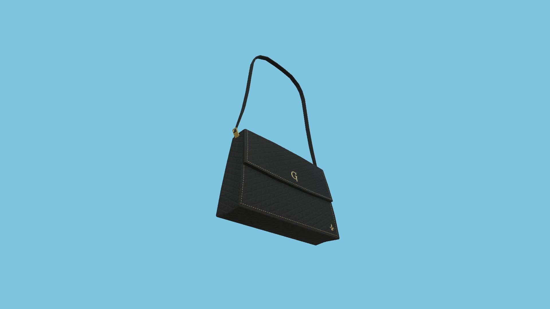 Black Luxury Female Bag - Character Fashion Design Low-poly 3D model_4