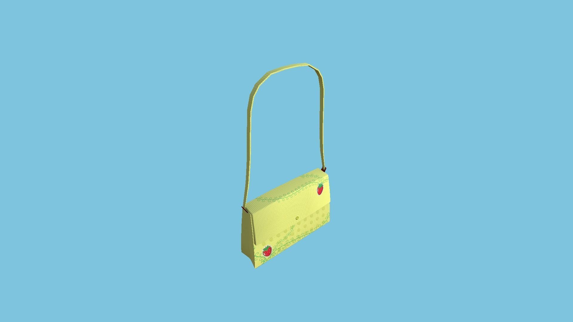 Yellow Strawberrie Female Bag - Character Fashion Design Low-poly 3D model_2