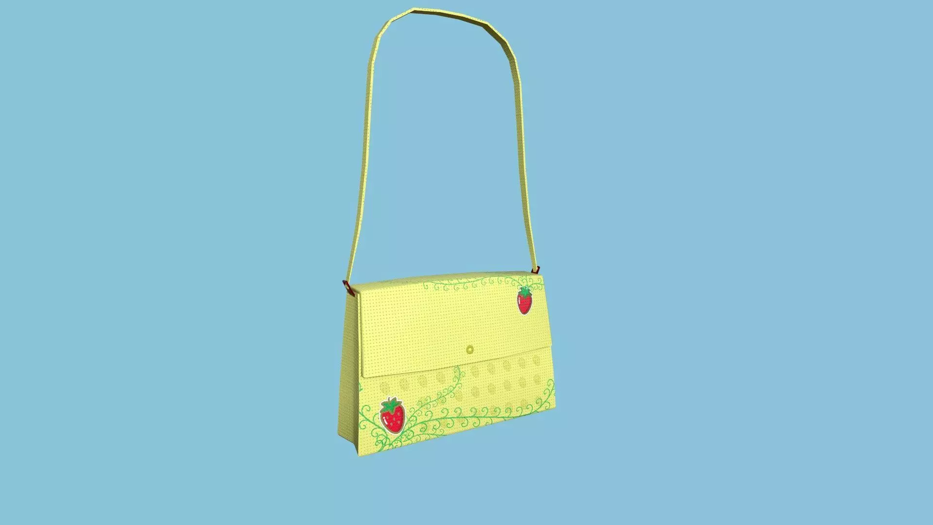 Yellow Strawberrie Female Bag - Character Fashion Design Low-poly 3D model_0
