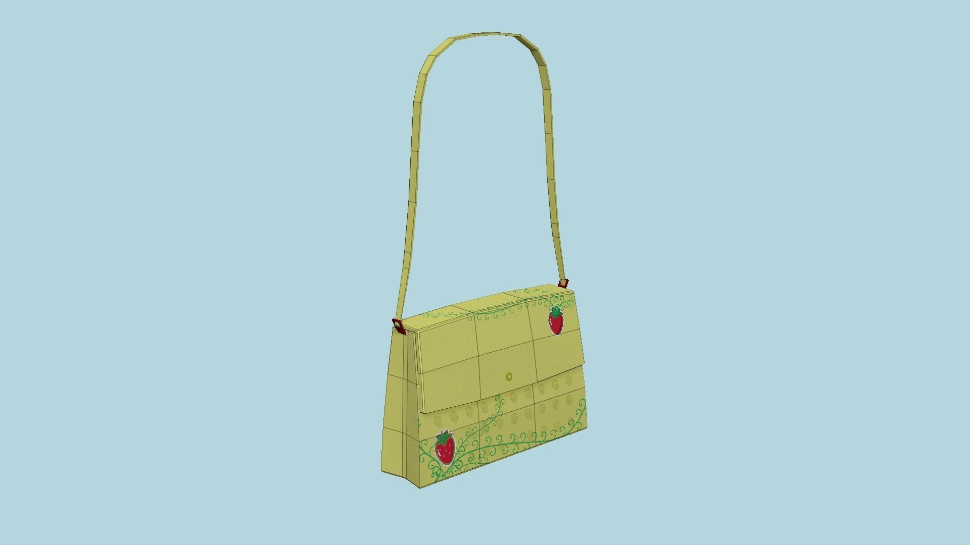Yellow Strawberrie Female Bag - Character Fashion Design Low-poly 3D model_6