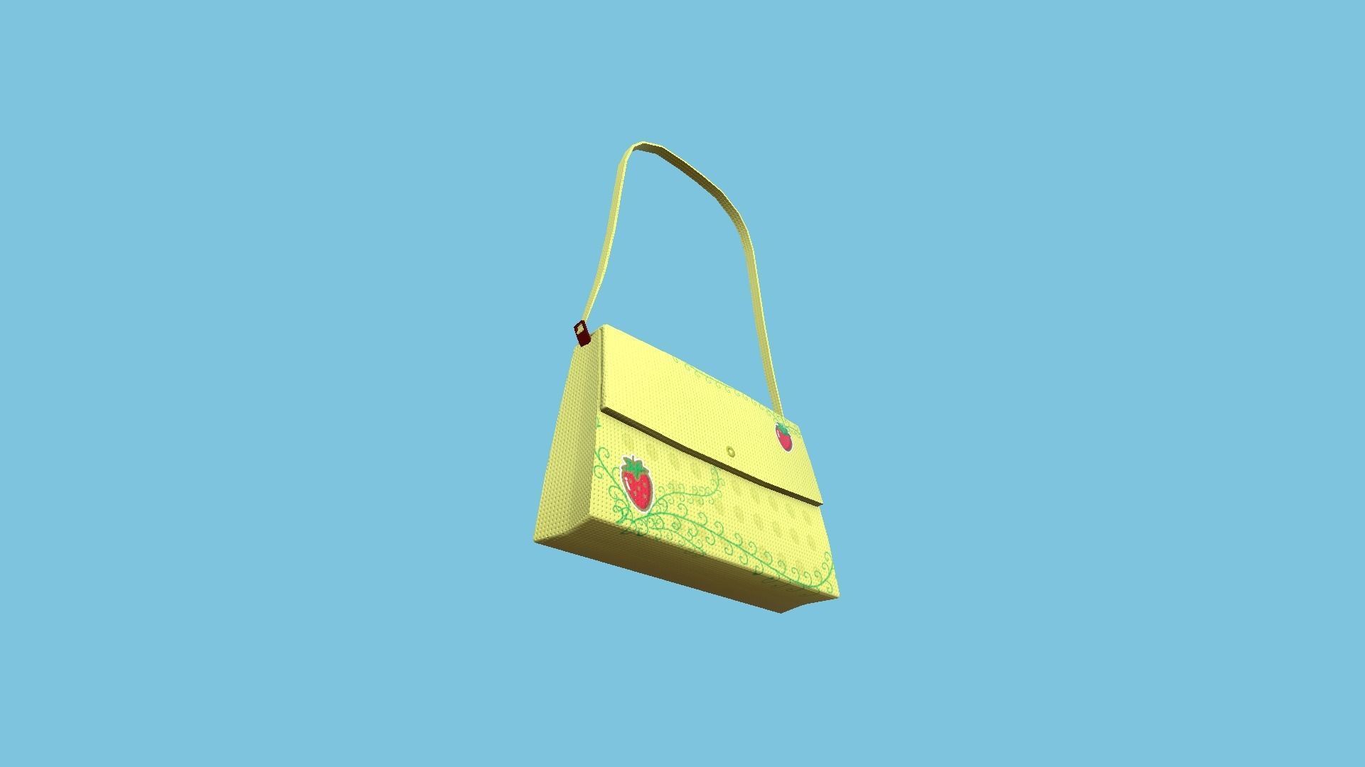 Yellow Strawberrie Female Bag - Character Fashion Design Low-poly 3D model_4