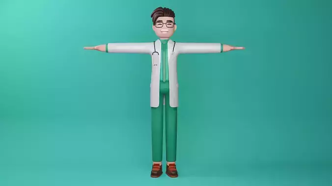 3D Model Doctor Full Body Cartoon Characters