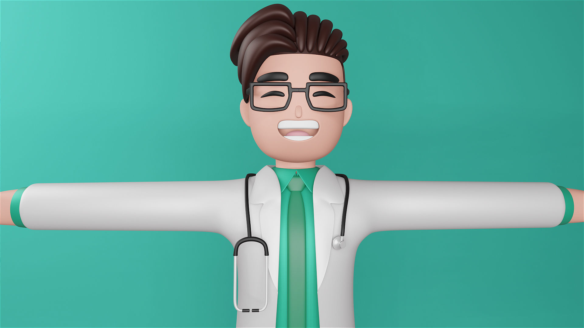 3D Model Doctor Full Body Cartoon Characters 3D model_6