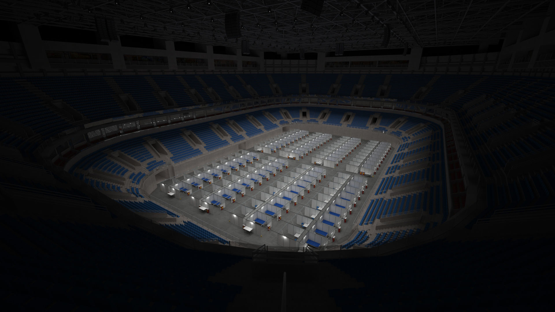 Covid Arena Pandemic - interior - low poly Low-poly 3D model_2