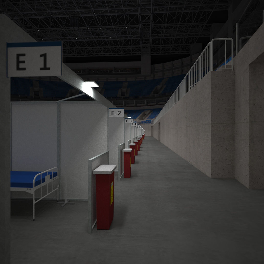 Covid Arena Pandemic - interior - low poly Low-poly 3D model_23