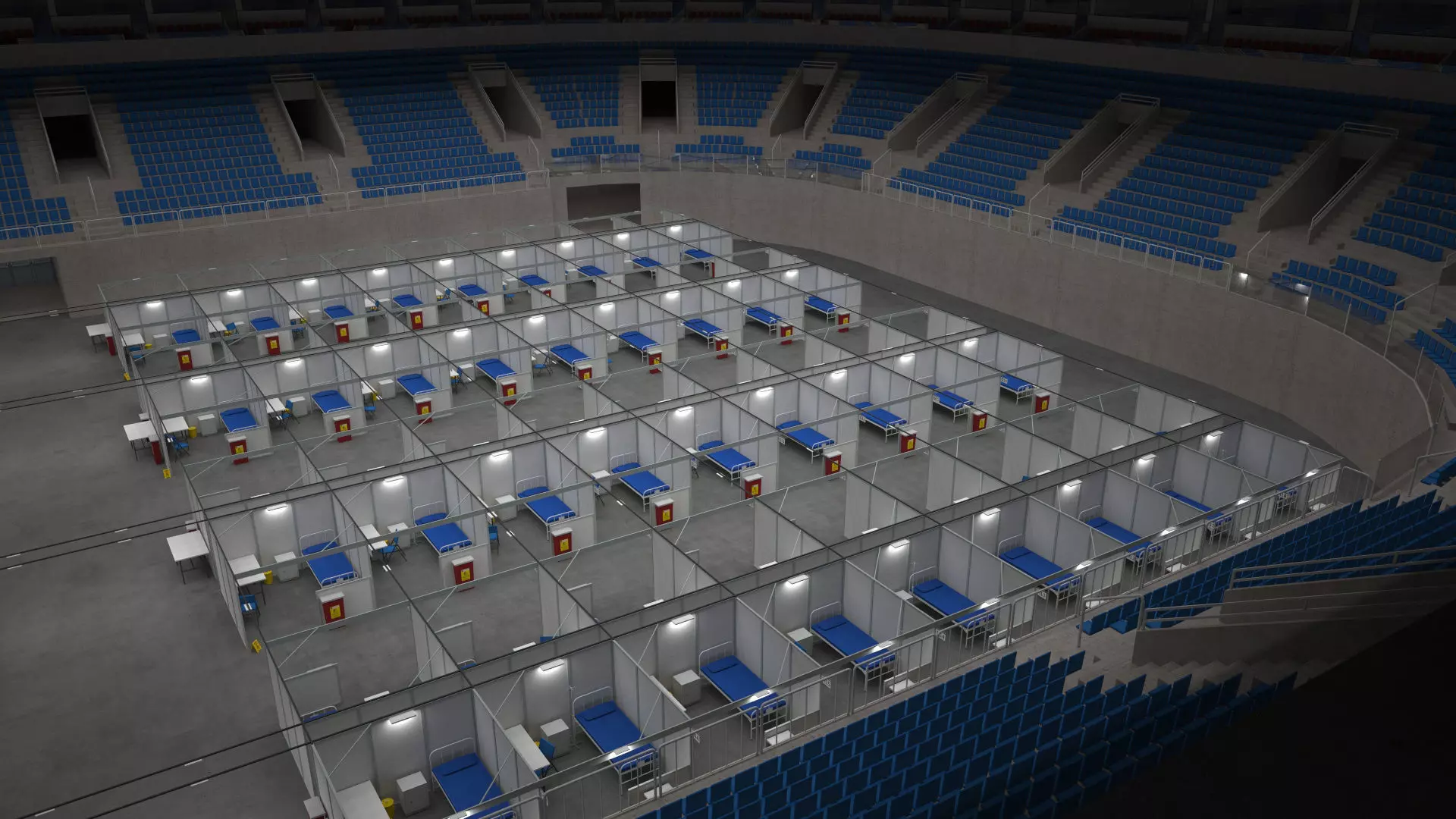 Covid Arena Pandemic - interior - low poly Low-poly 3D model_0