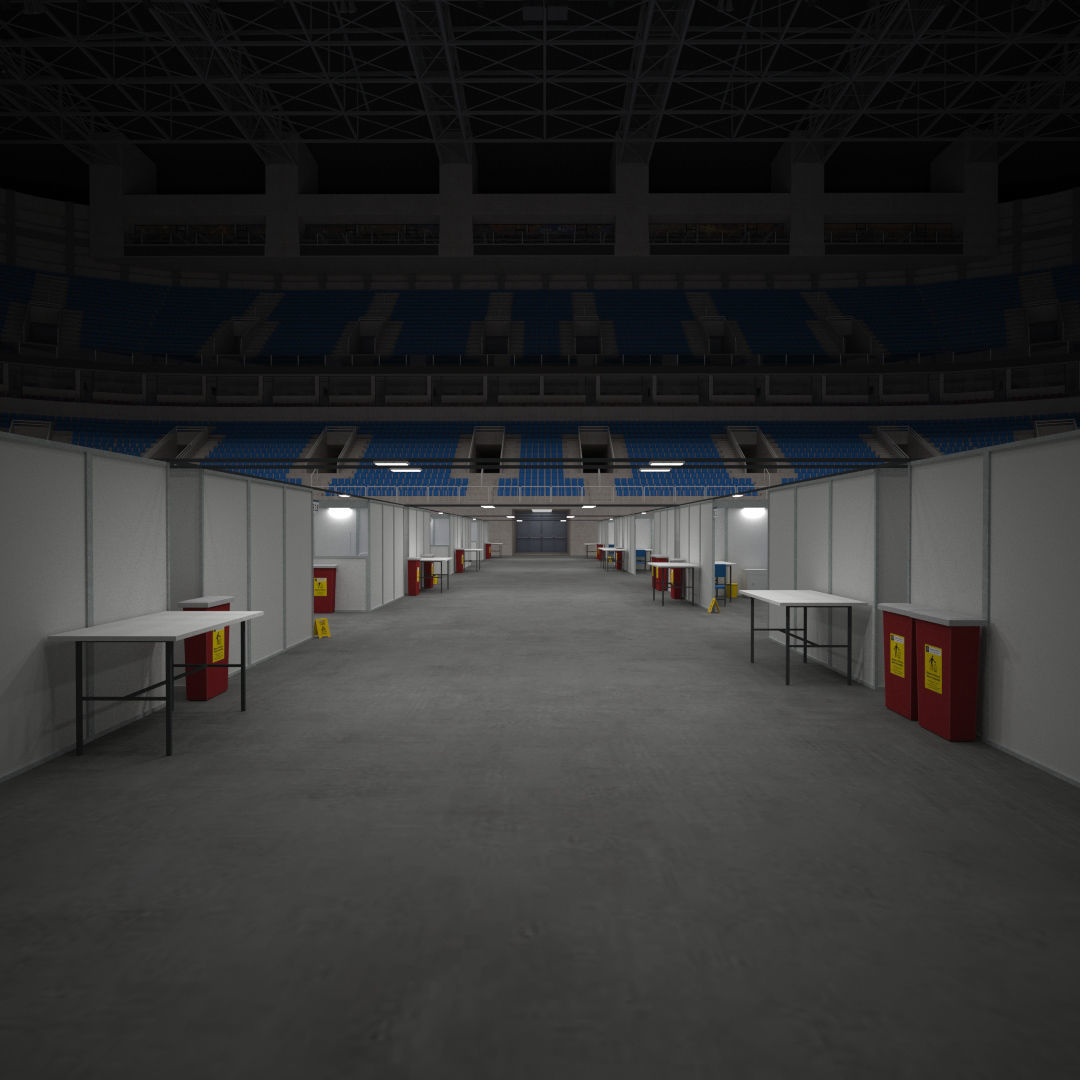 Covid Arena Pandemic - interior - low poly Low-poly 3D model_10