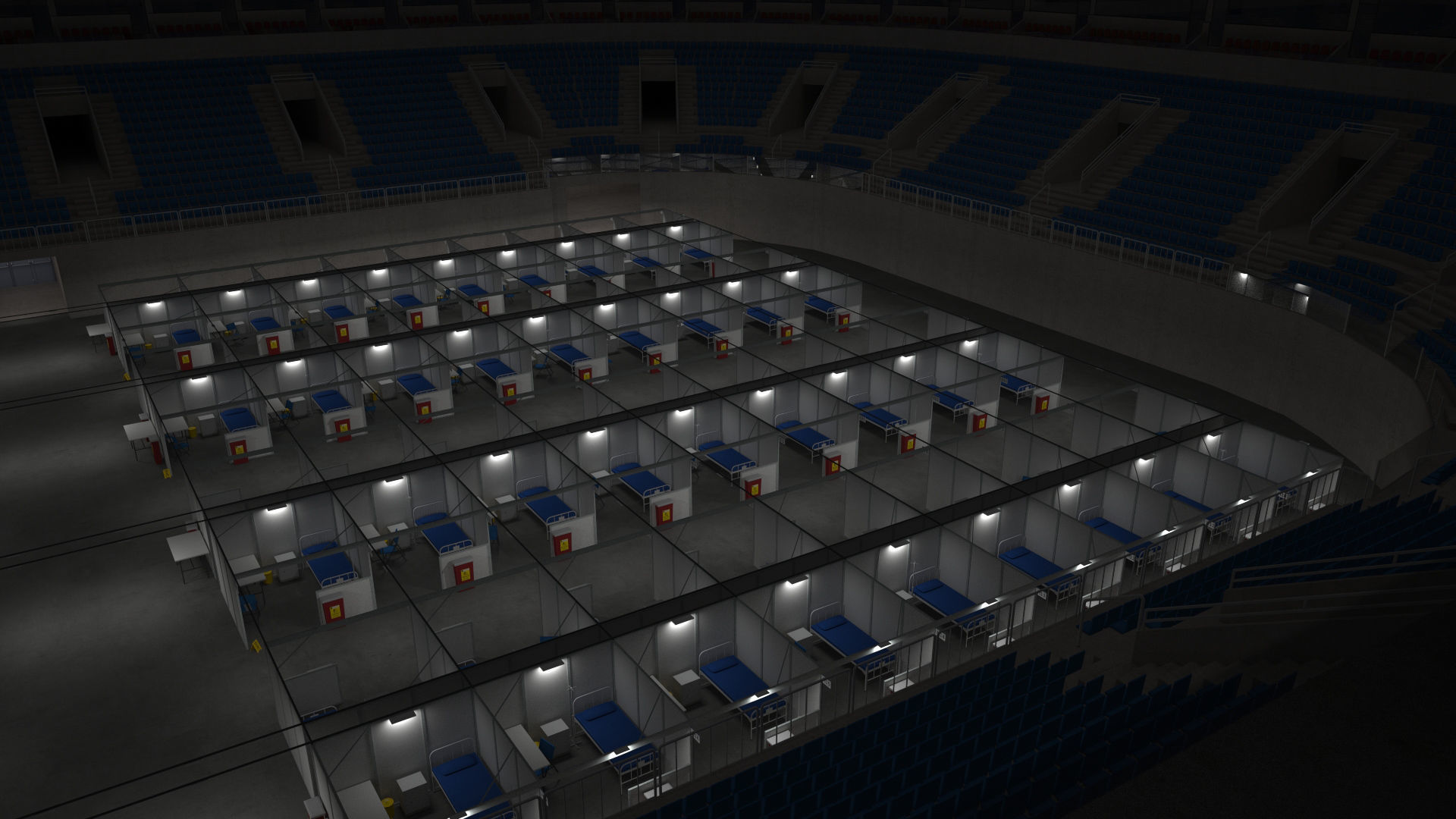 Covid Arena Pandemic - interior - low poly Low-poly 3D model_22