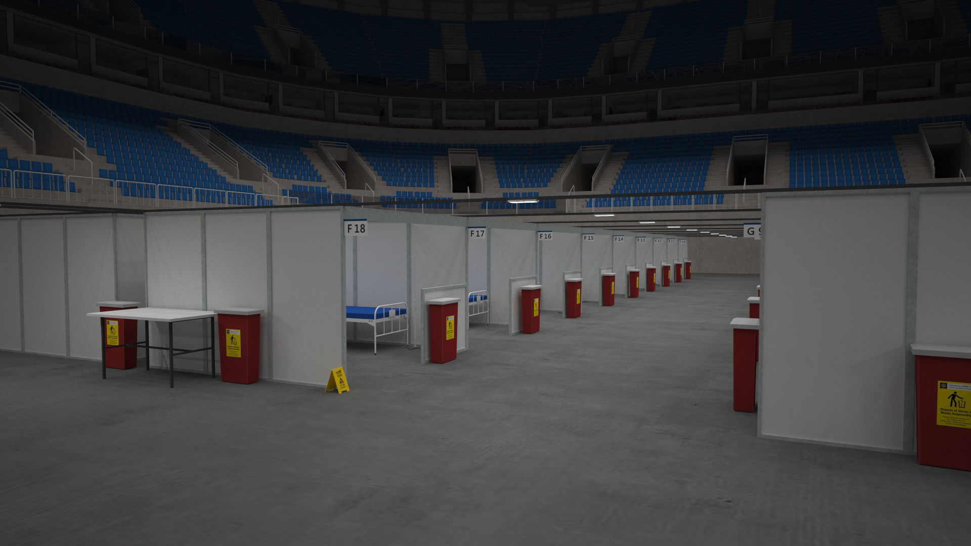 Covid Arena Pandemic - interior - low poly Low-poly 3D model_4