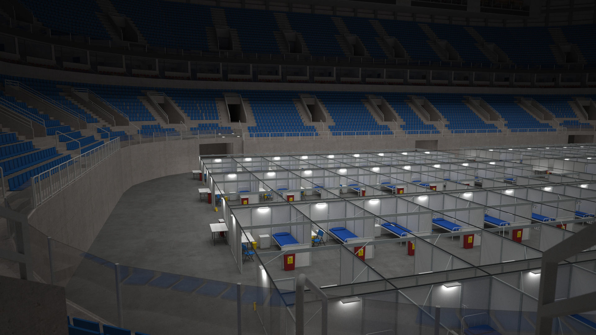 Covid Arena Pandemic - interior - low poly Low-poly 3D model_16