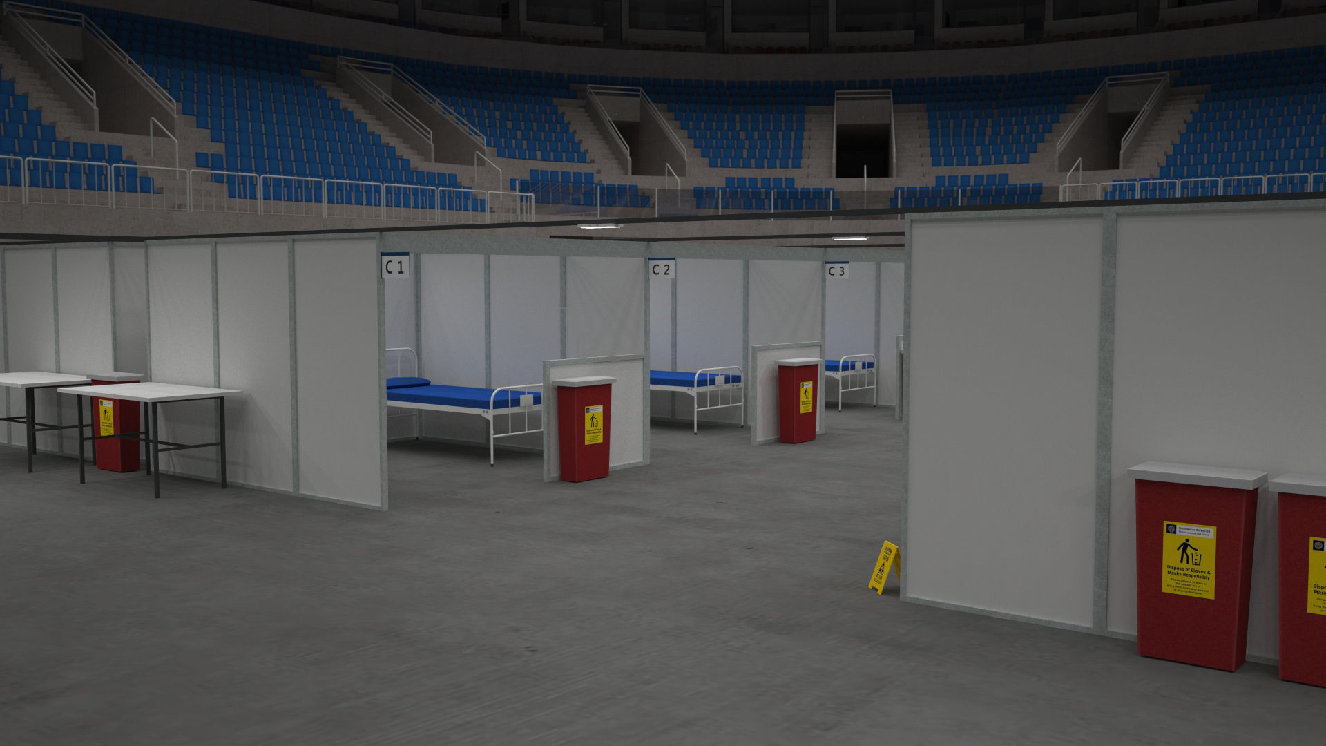 Covid Arena Pandemic - interior - low poly Low-poly 3D model_11