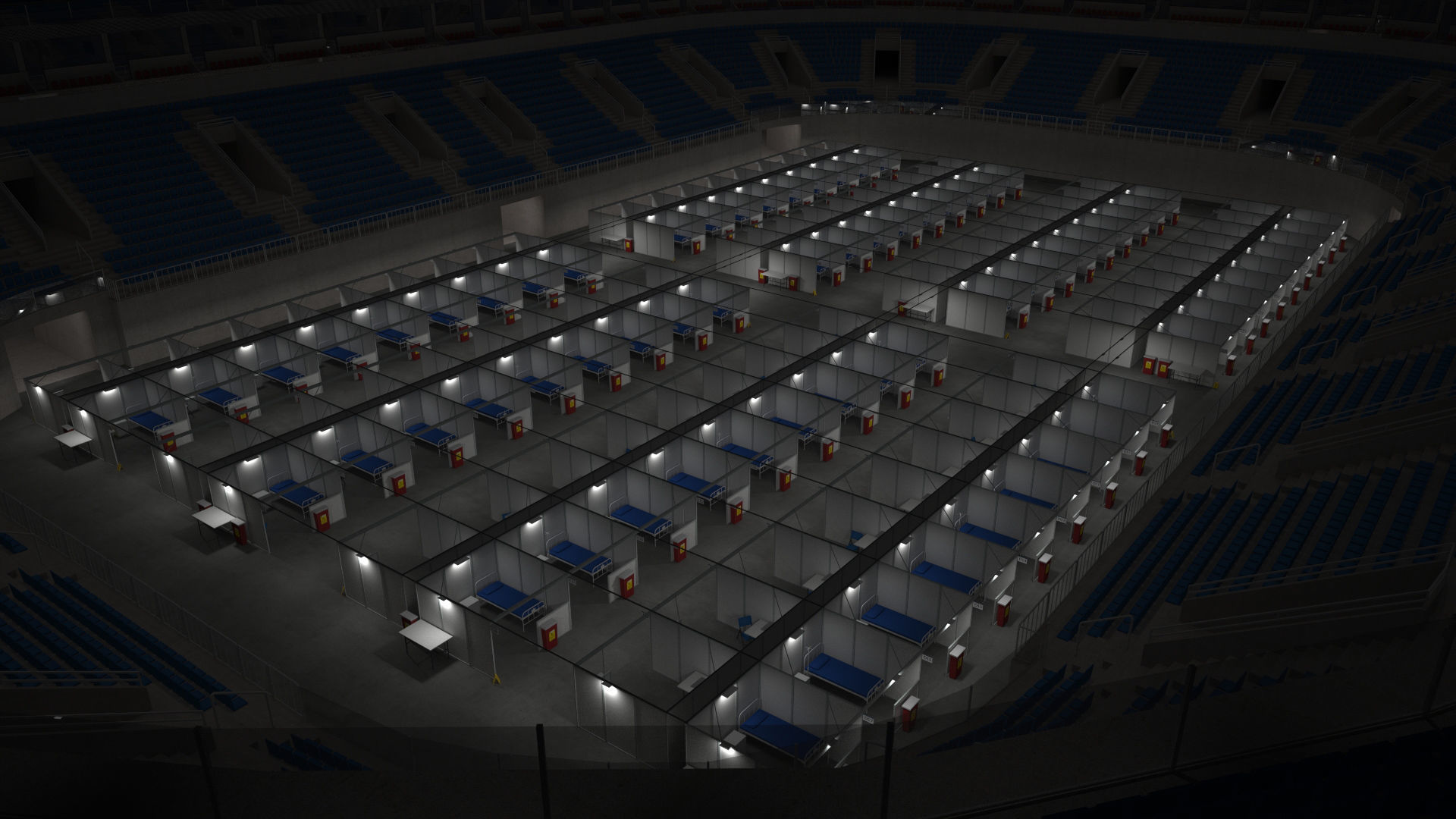 Covid Arena Pandemic - interior - low poly Low-poly 3D model_19