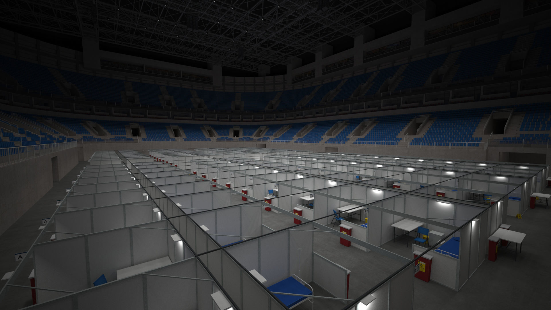 Covid Arena Pandemic - interior - low poly Low-poly 3D model_1