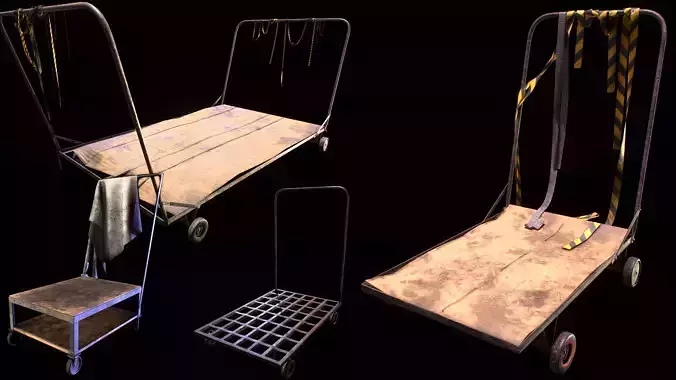 Platform Push Cart PBR Low-poly 3D model
