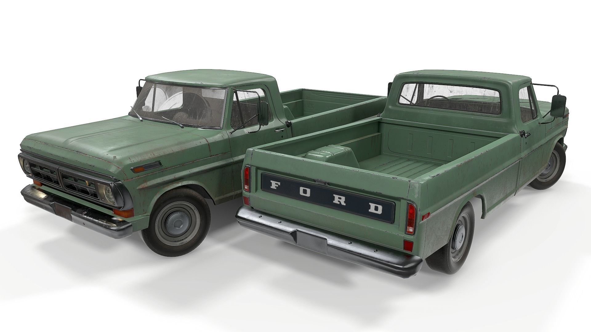 Ford Pickup F100  Low-poly 3D model_1
