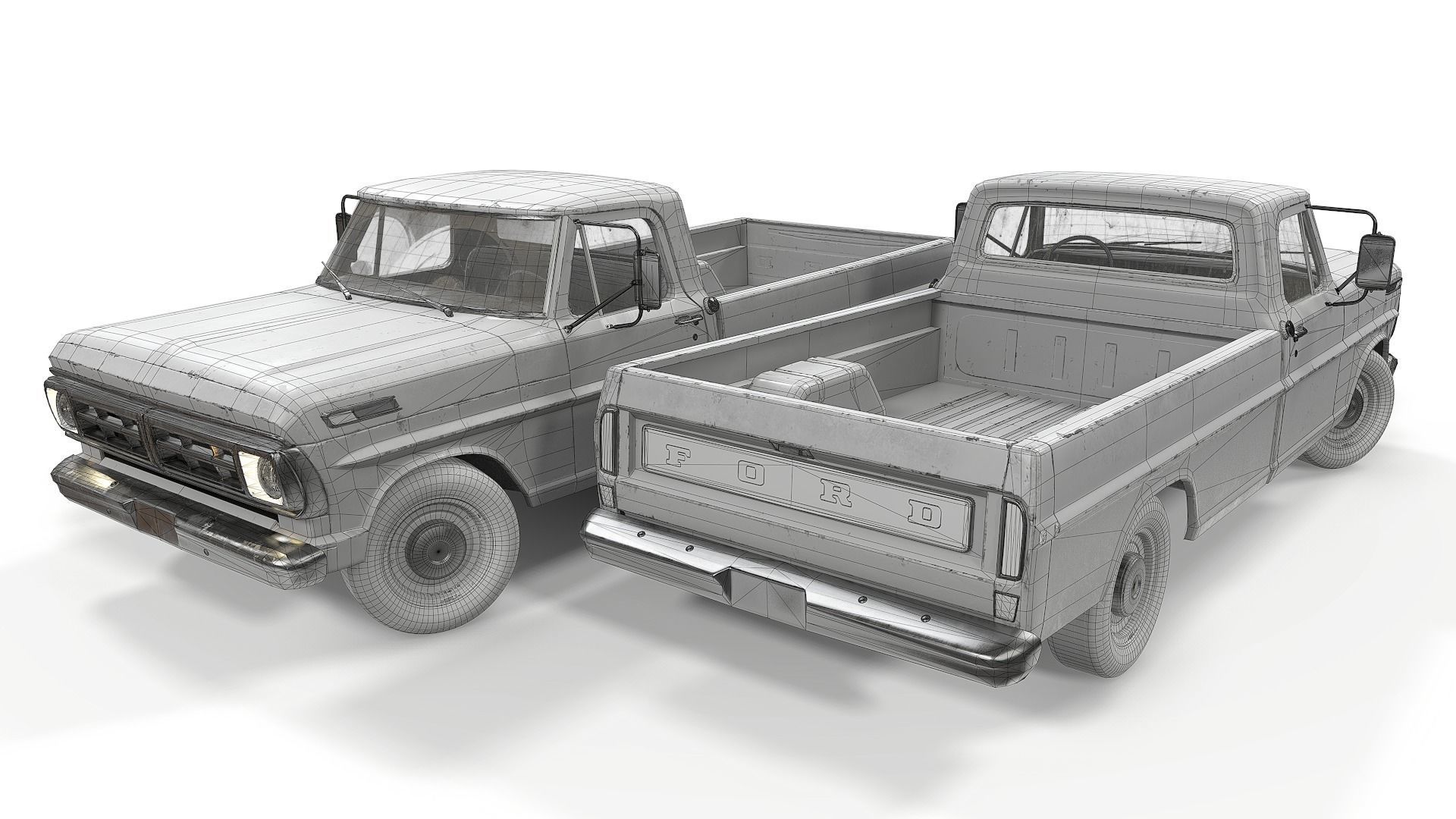 Ford Pickup F100  Low-poly 3D model_3