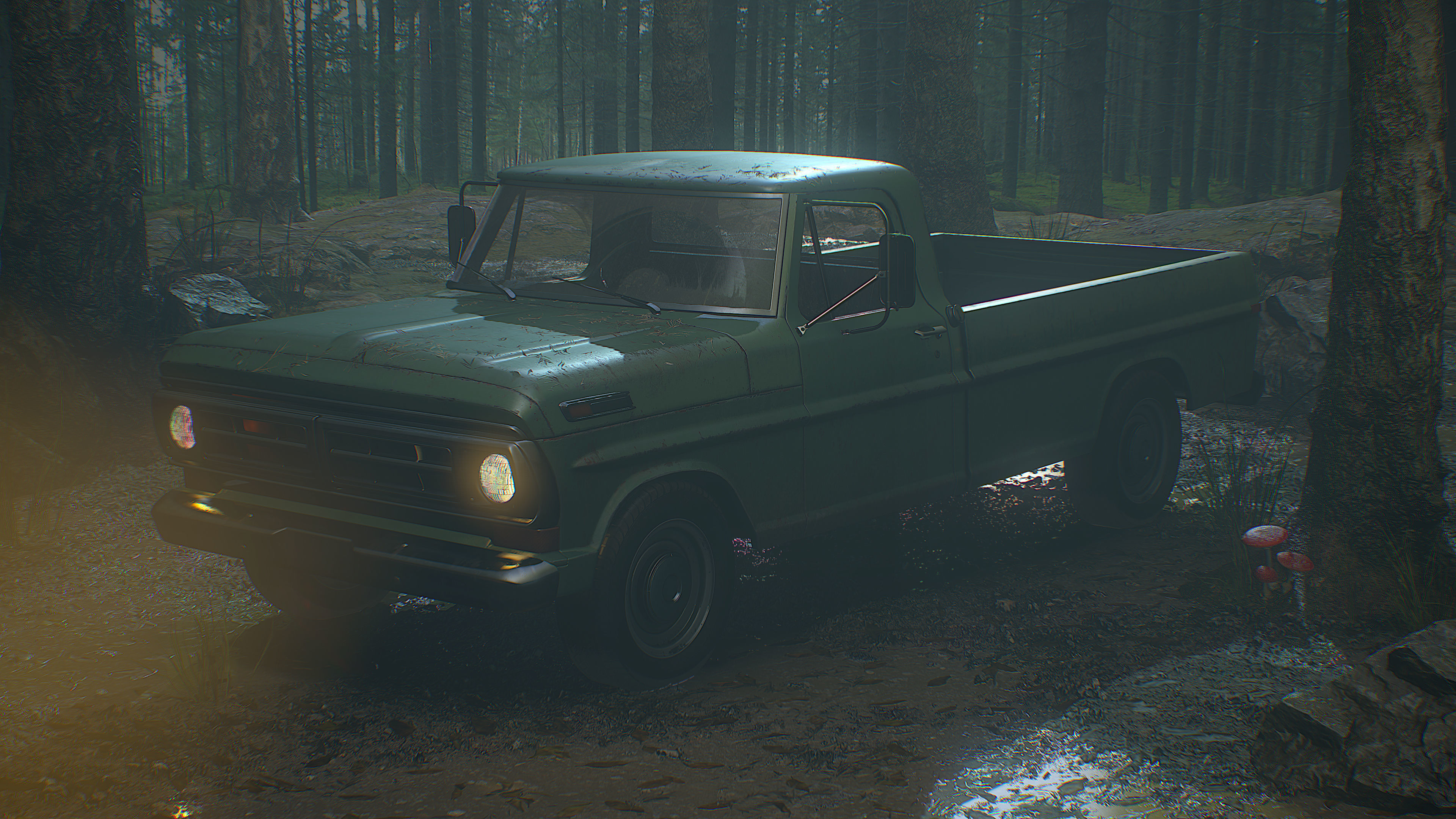 Ford Pickup F100  Low-poly 3D model_4