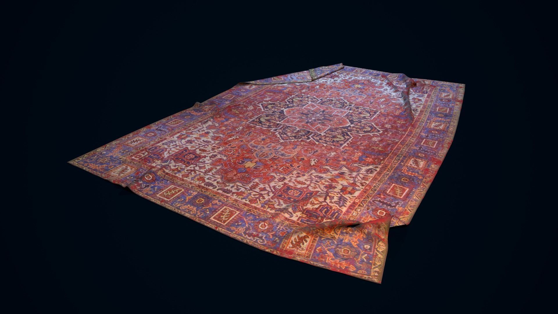 Antique Rug Low-poly 3D model_10