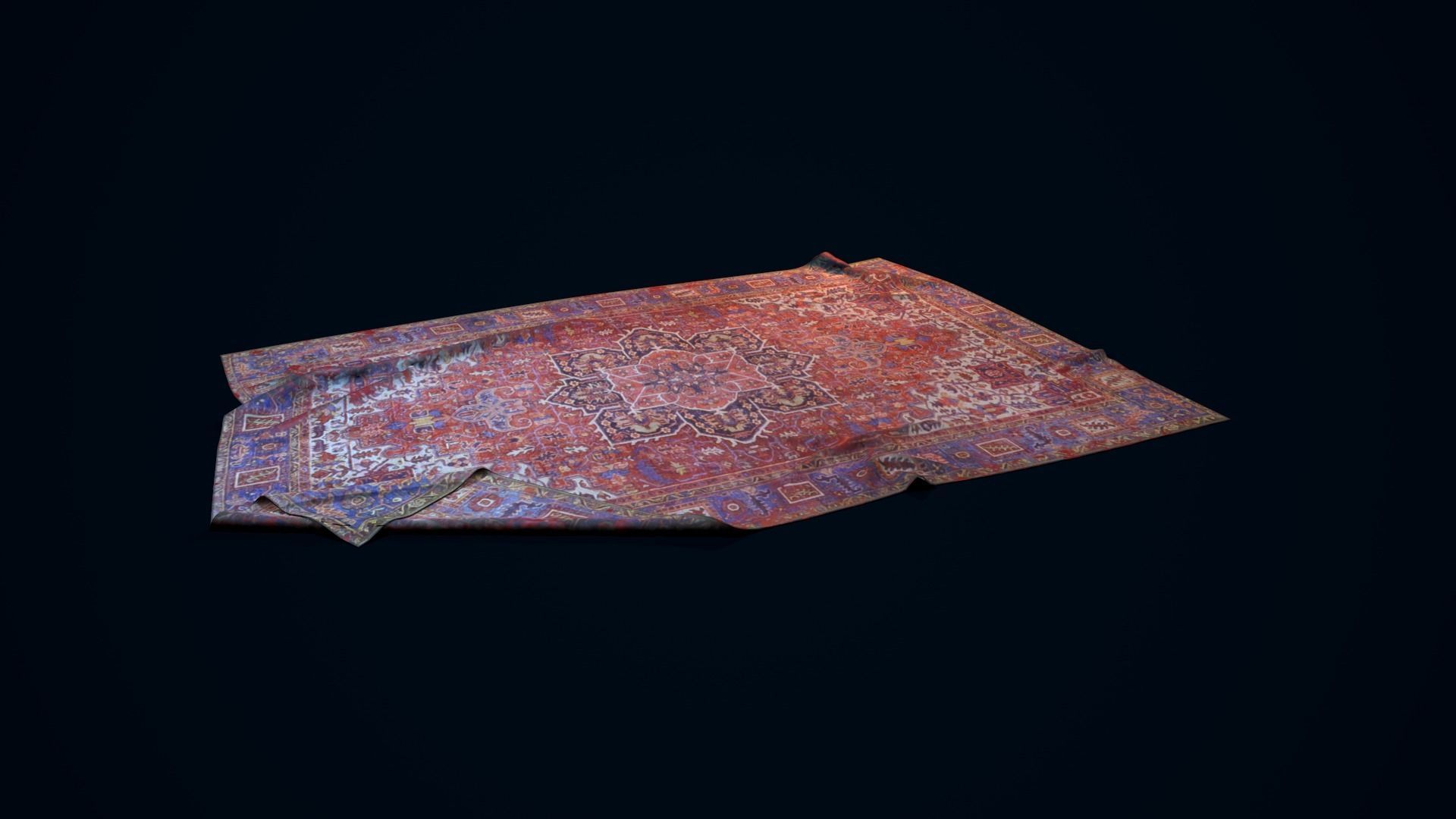 Antique Rug Low-poly 3D model_5