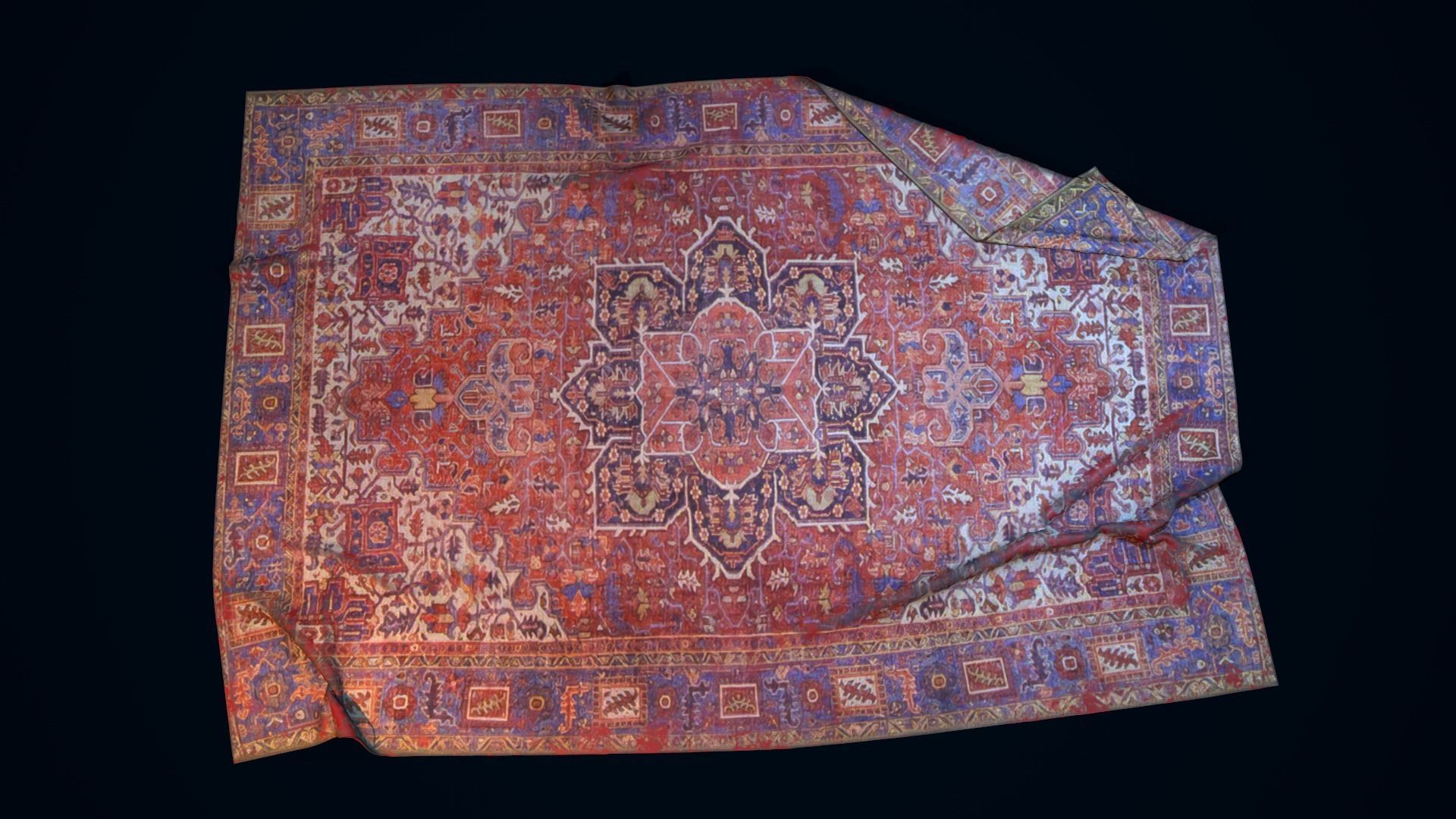 Antique Rug Low-poly 3D model_12