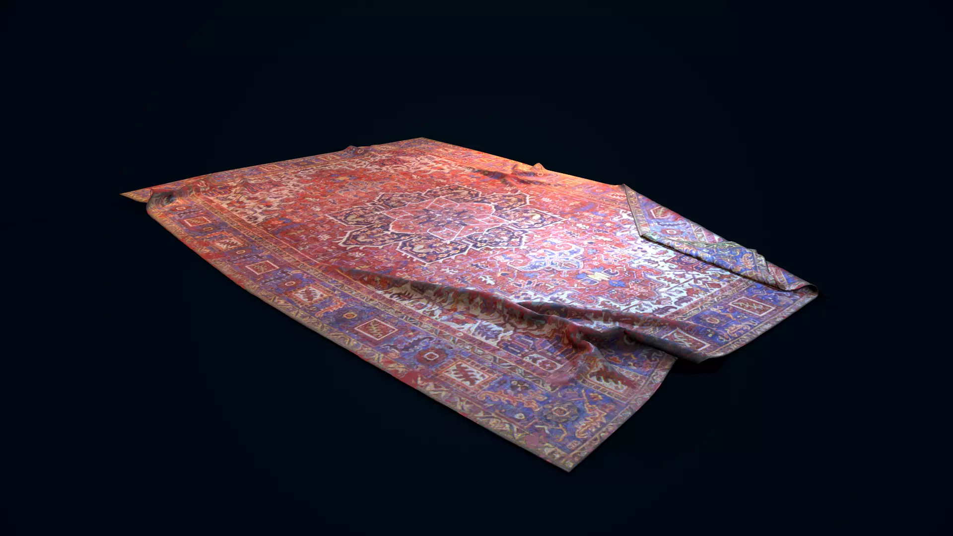 Antique Rug Low-poly 3D model_0