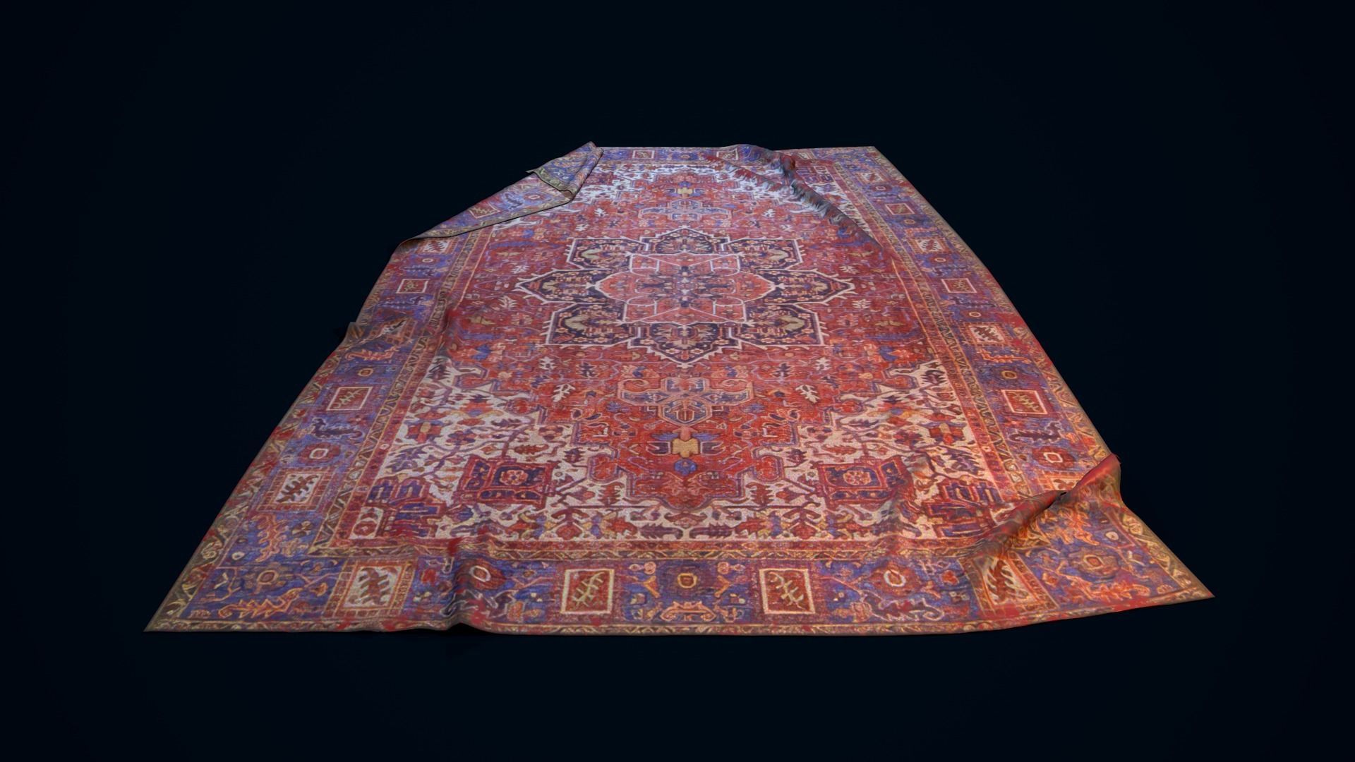 Antique Rug Low-poly 3D model_11