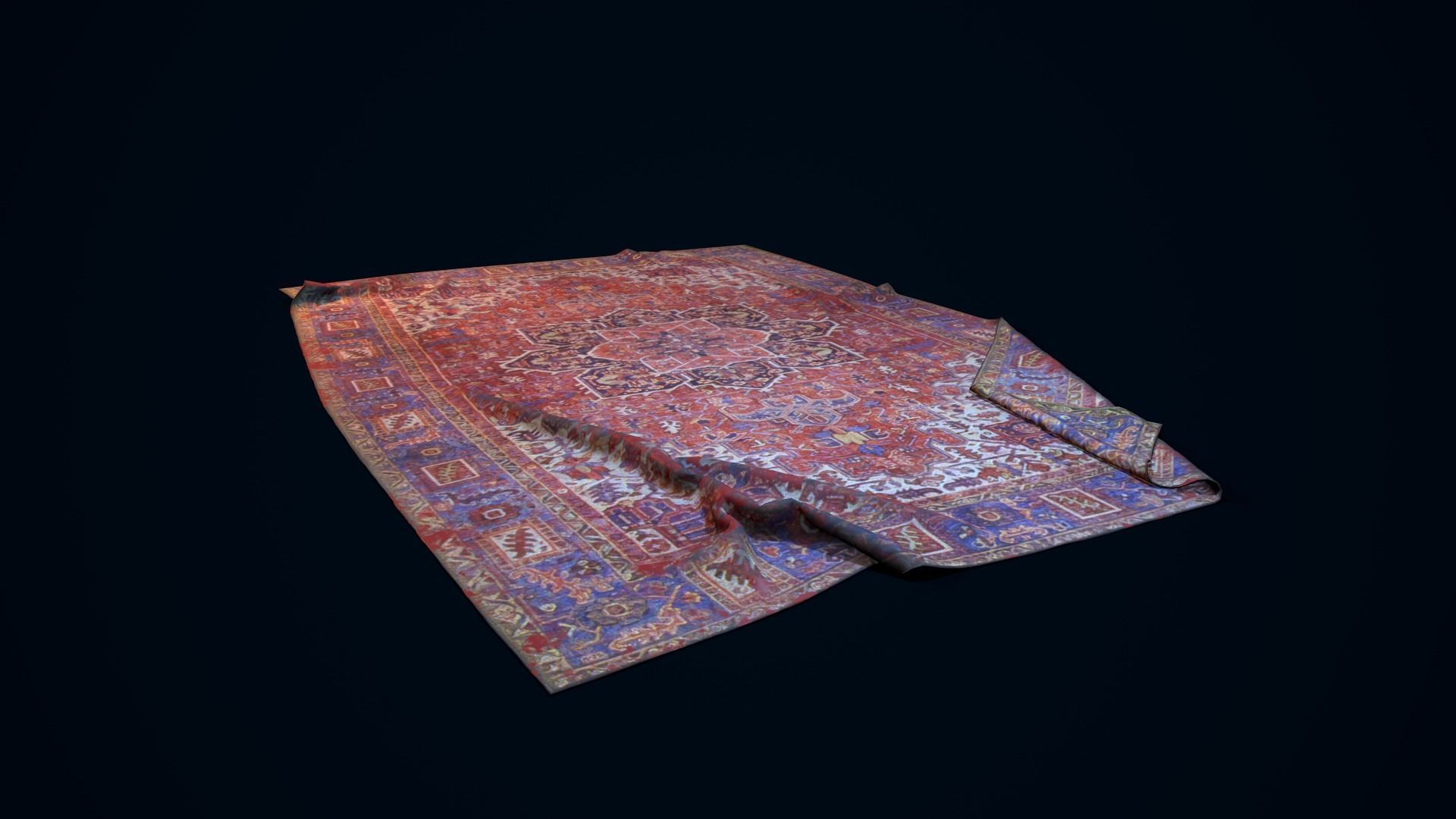 Antique Rug Low-poly 3D model_7