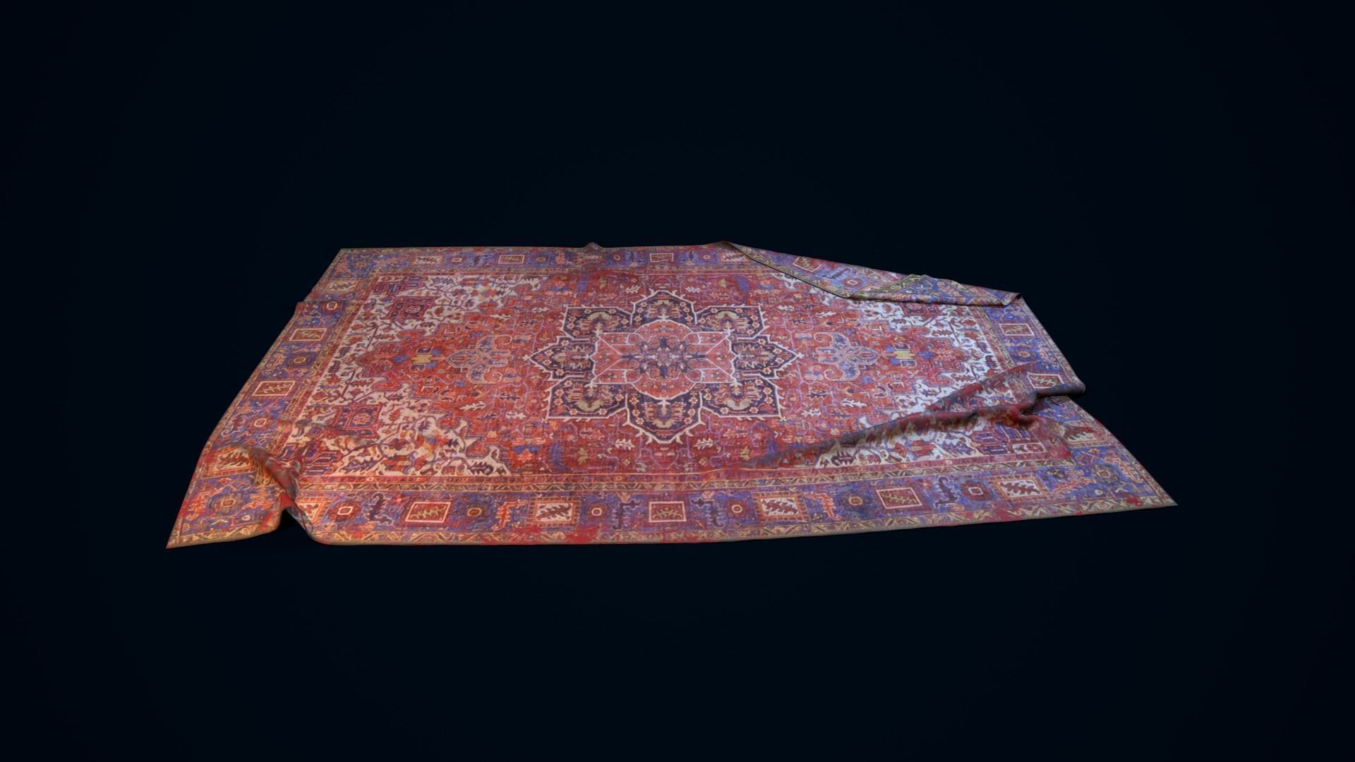 Antique Rug Low-poly 3D model_9