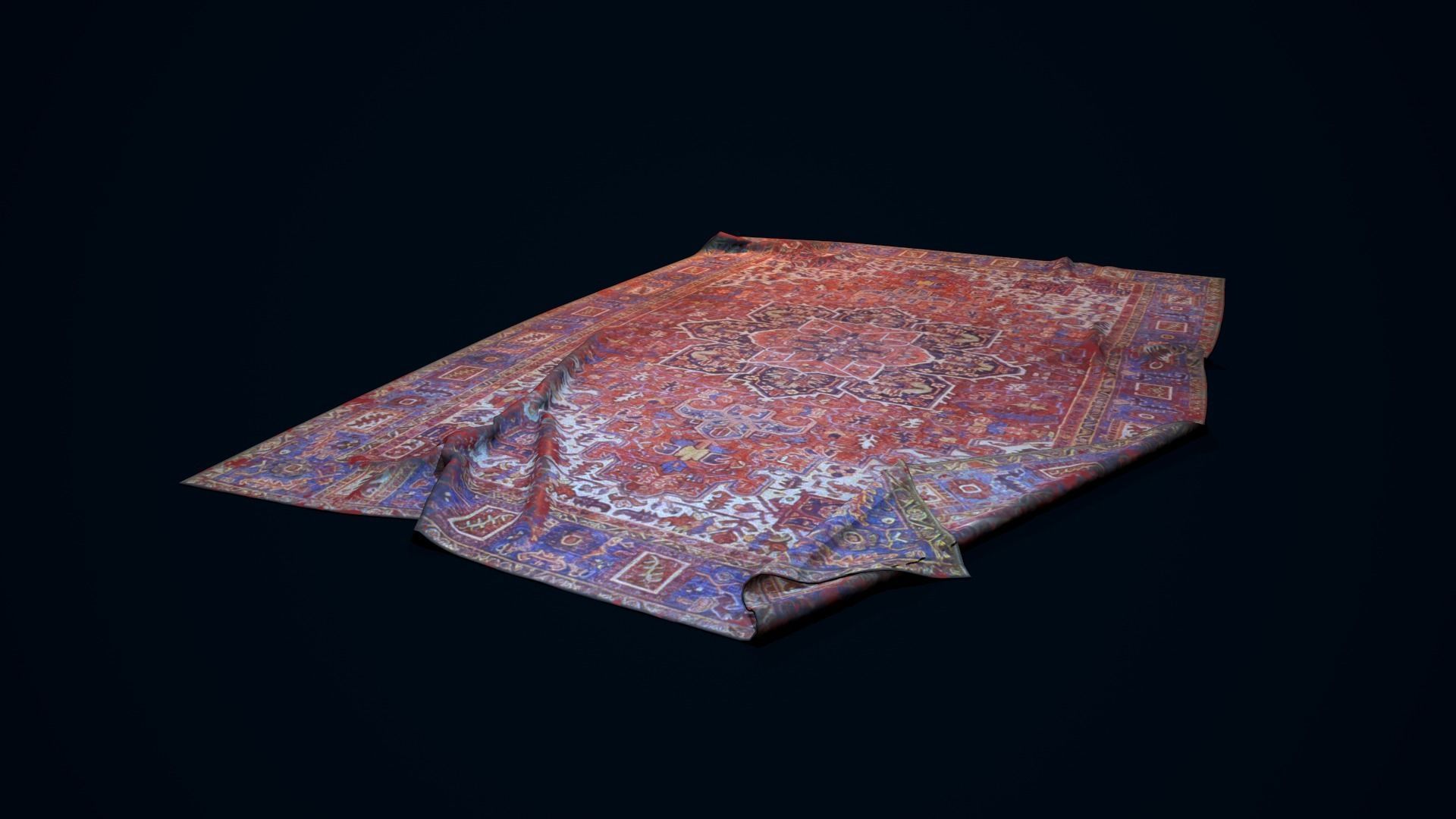 Antique Rug Low-poly 3D model_6