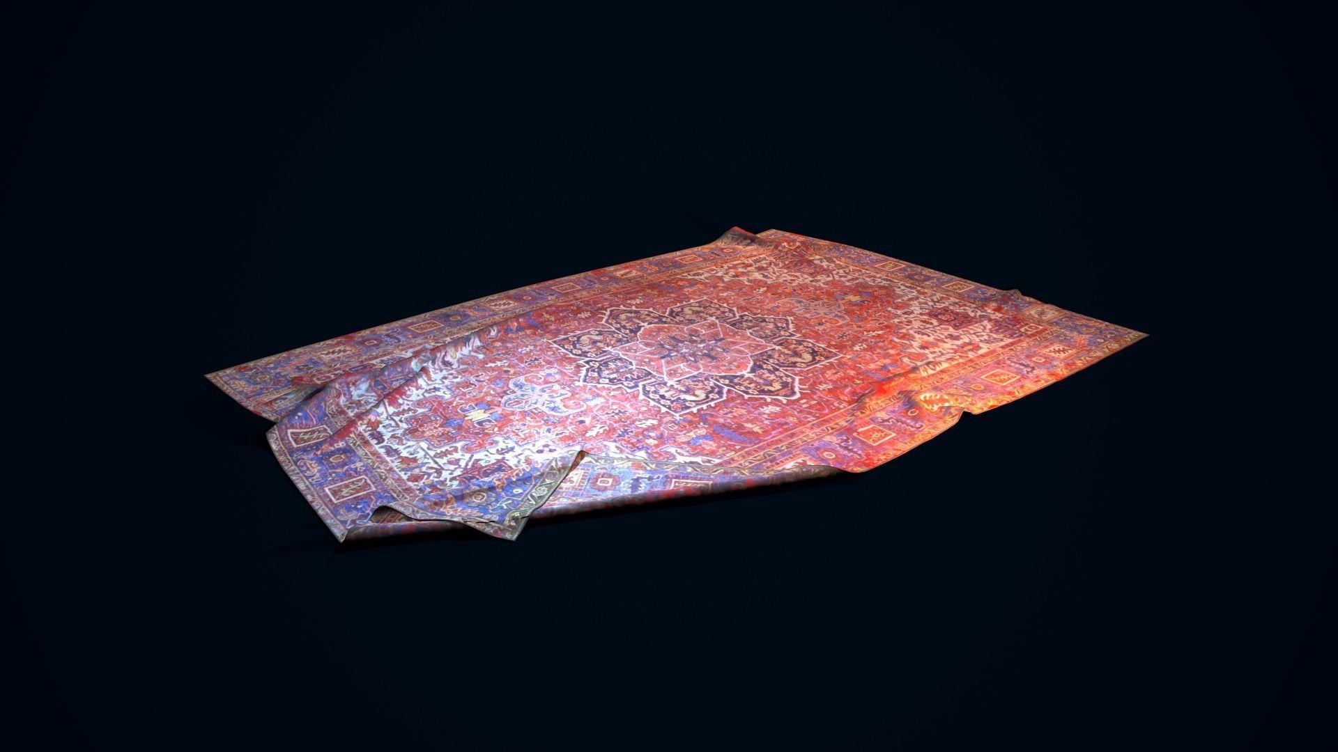 Antique Rug Low-poly 3D model_13