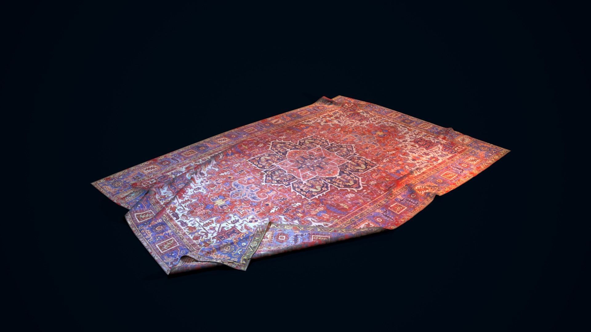 Antique Rug Low-poly 3D model_2