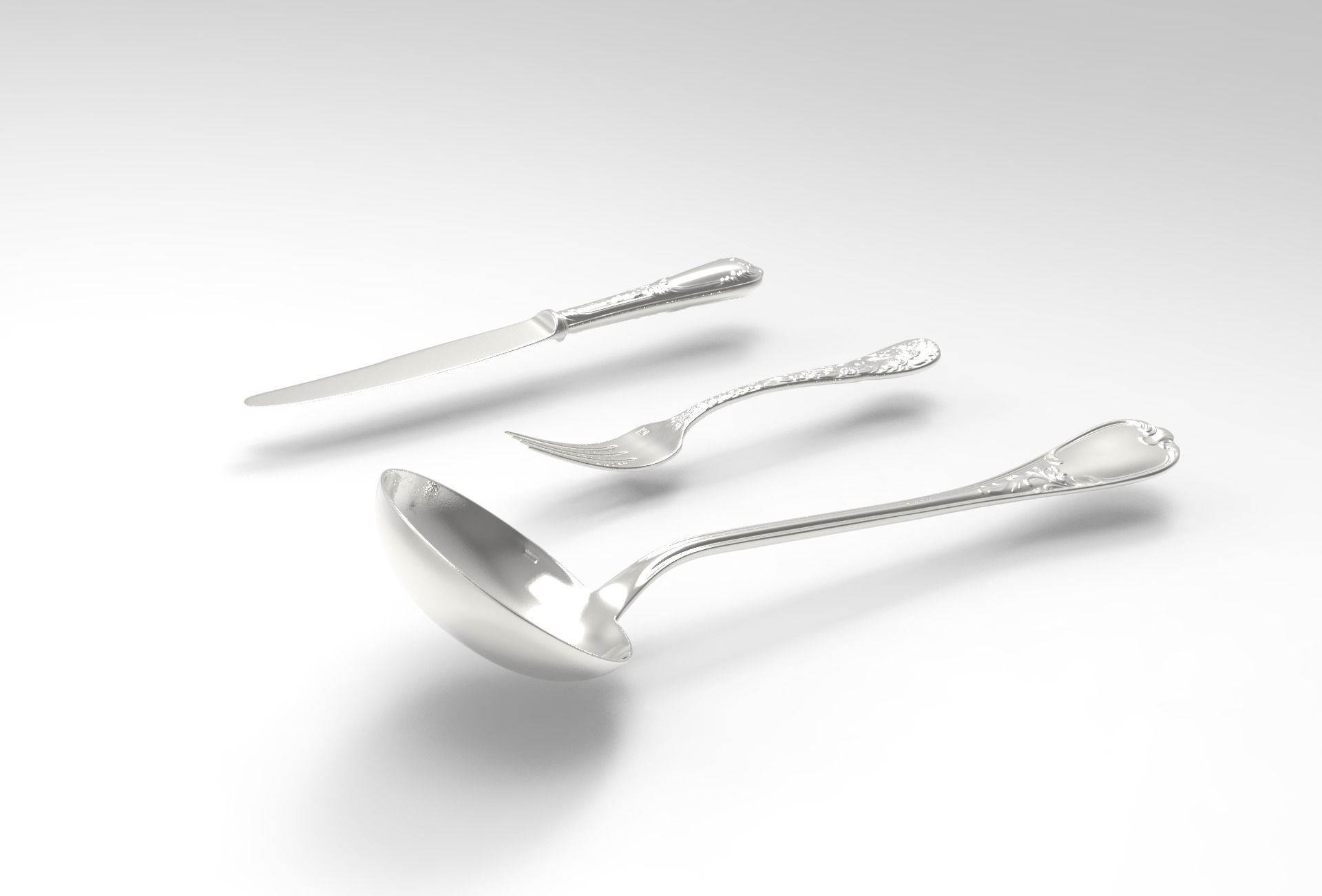fork knife ladle 3D model_2
