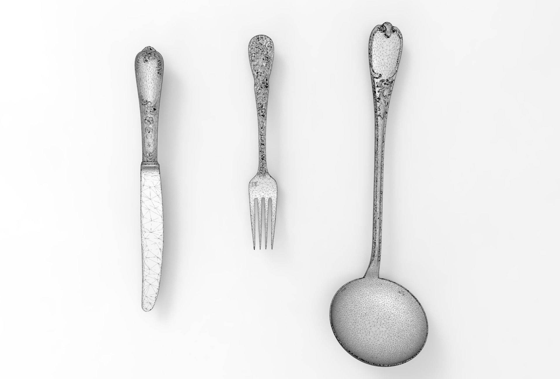 fork knife ladle 3D model_1