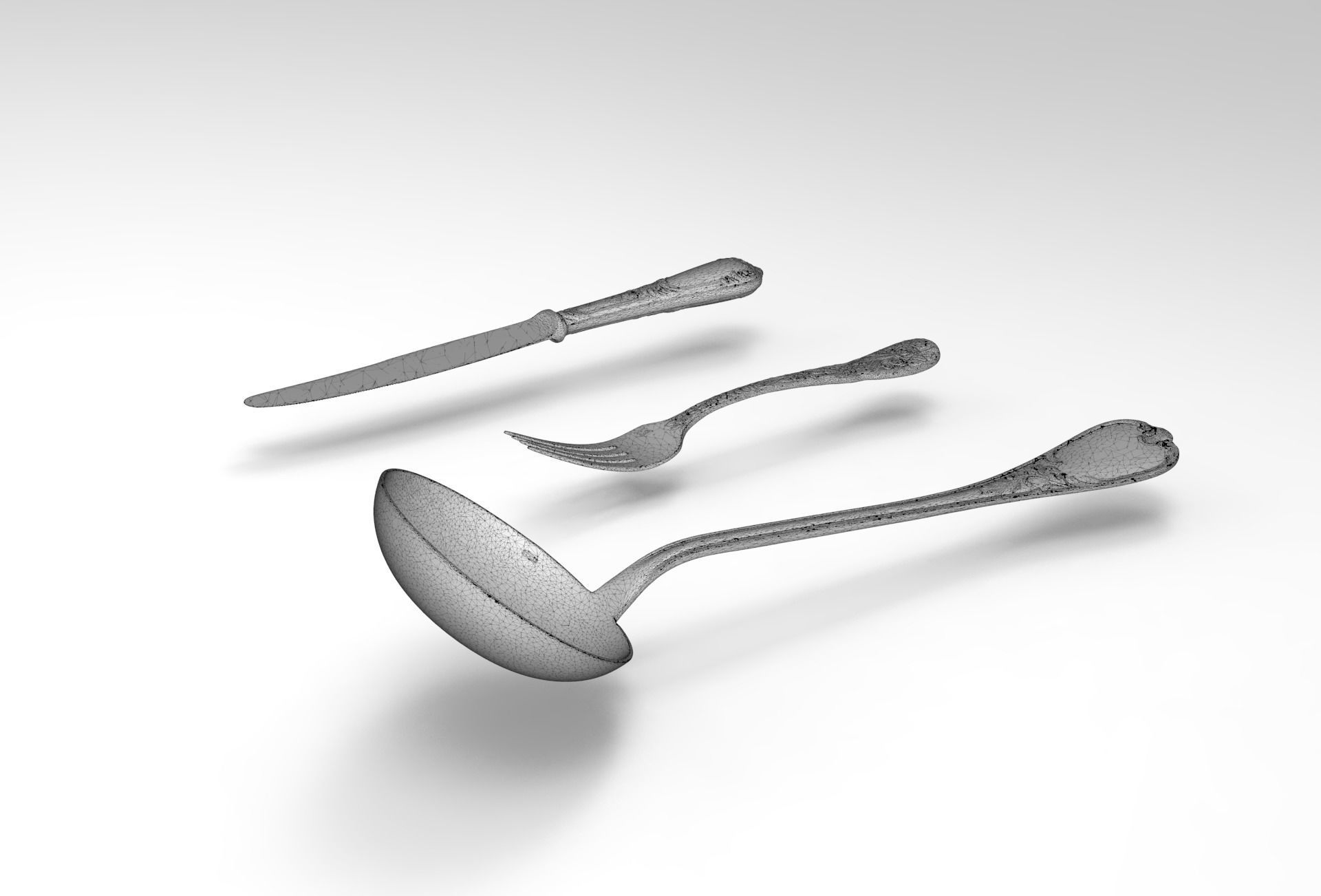 fork knife ladle 3D model_3