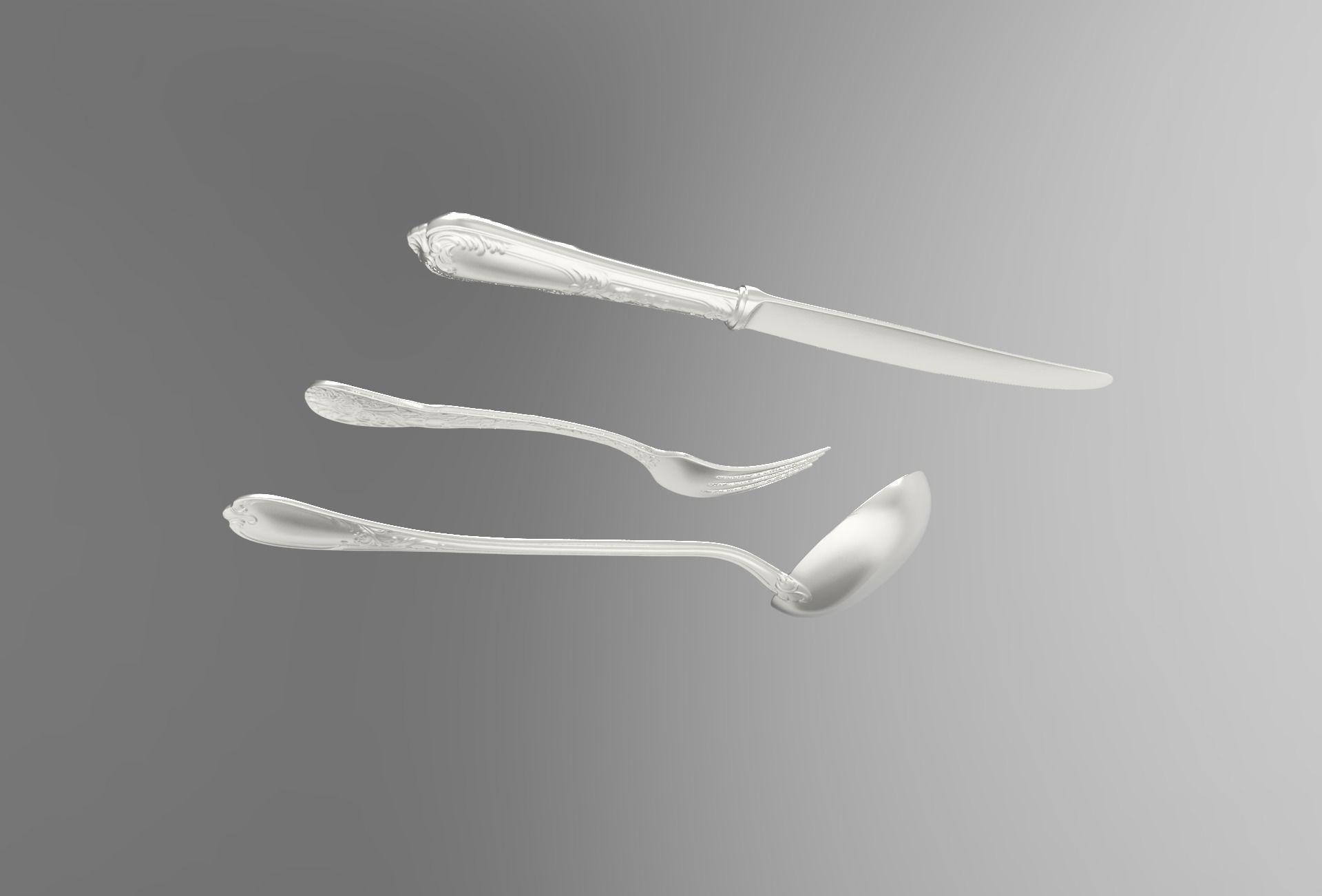 fork knife ladle 3D model_4