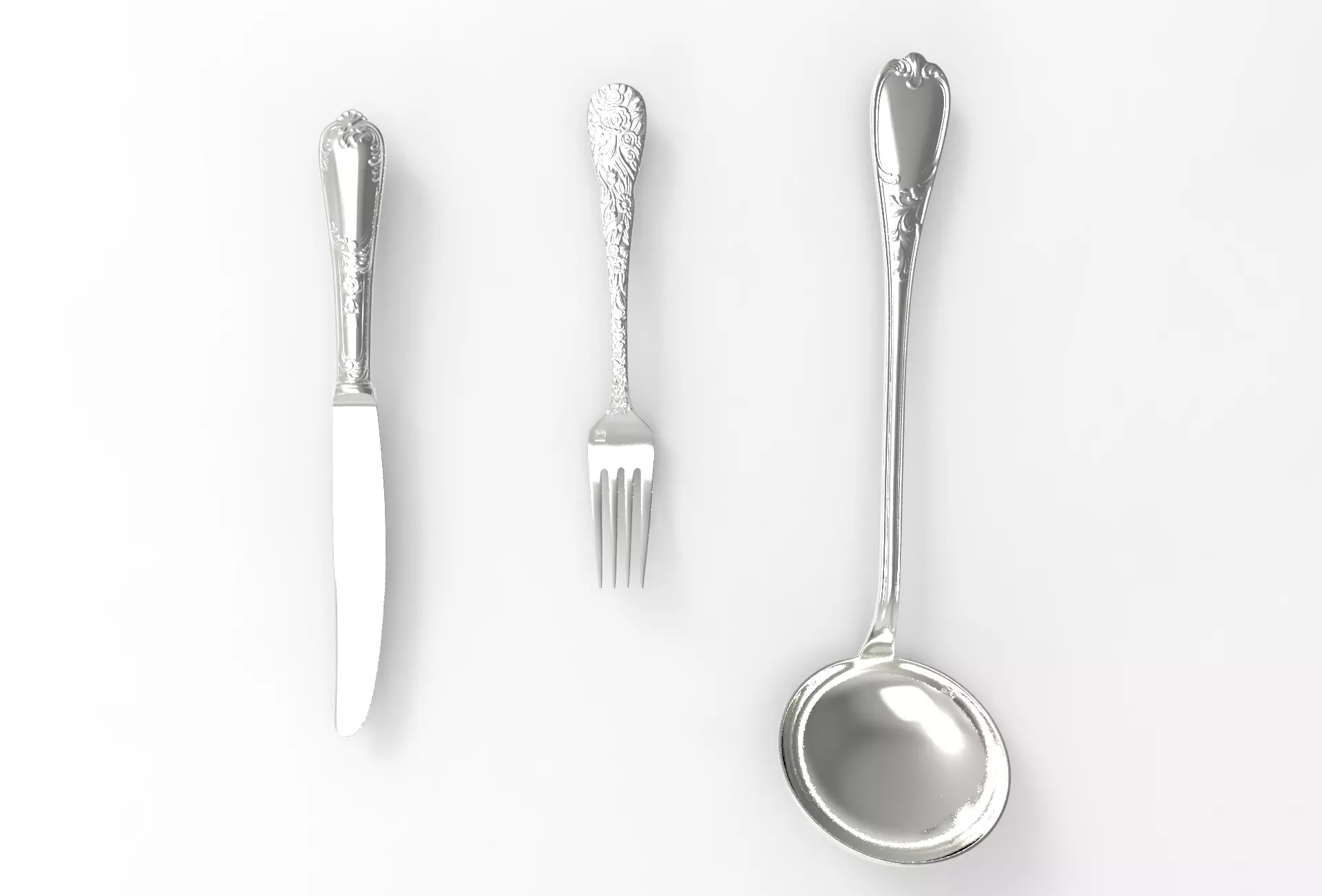 fork knife ladle 3D model_0