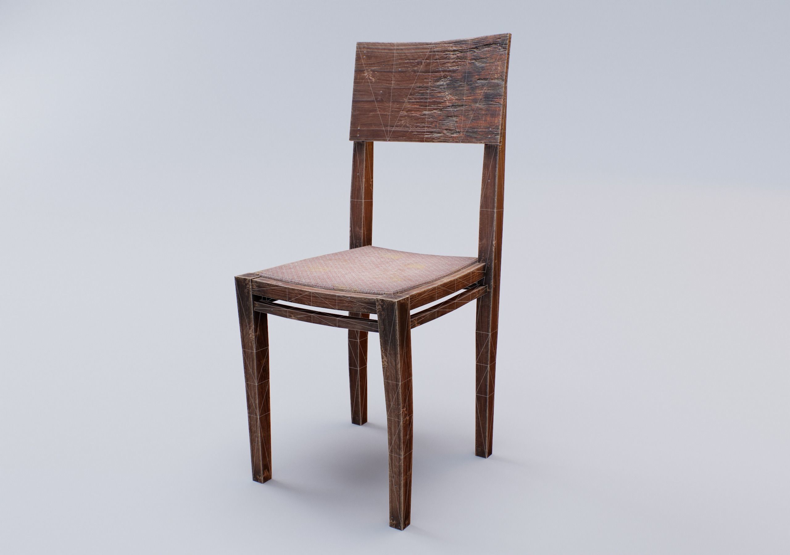Old Wooden Chair Free low-poly 3D model_3