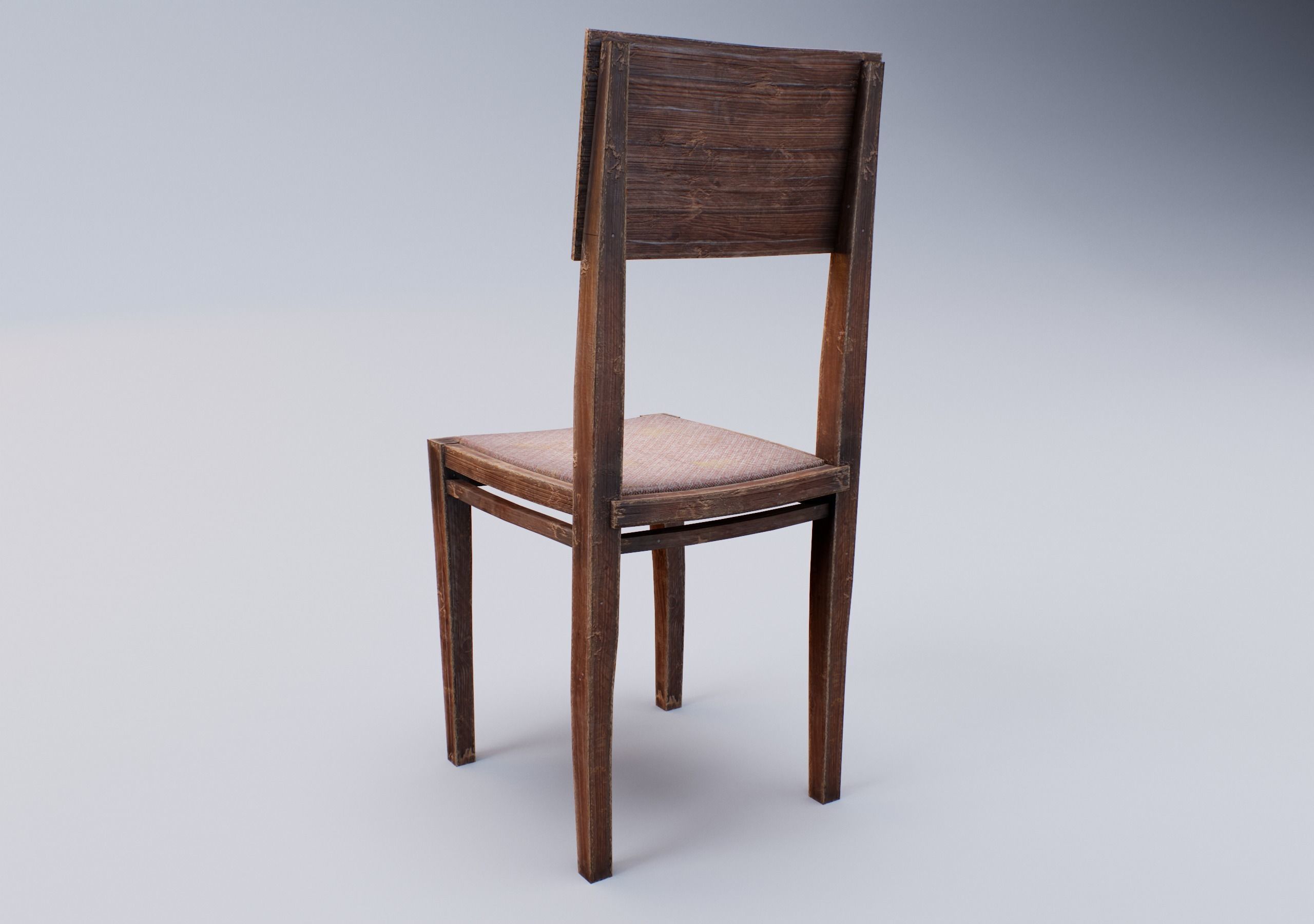 Old Wooden Chair Free low-poly 3D model_6