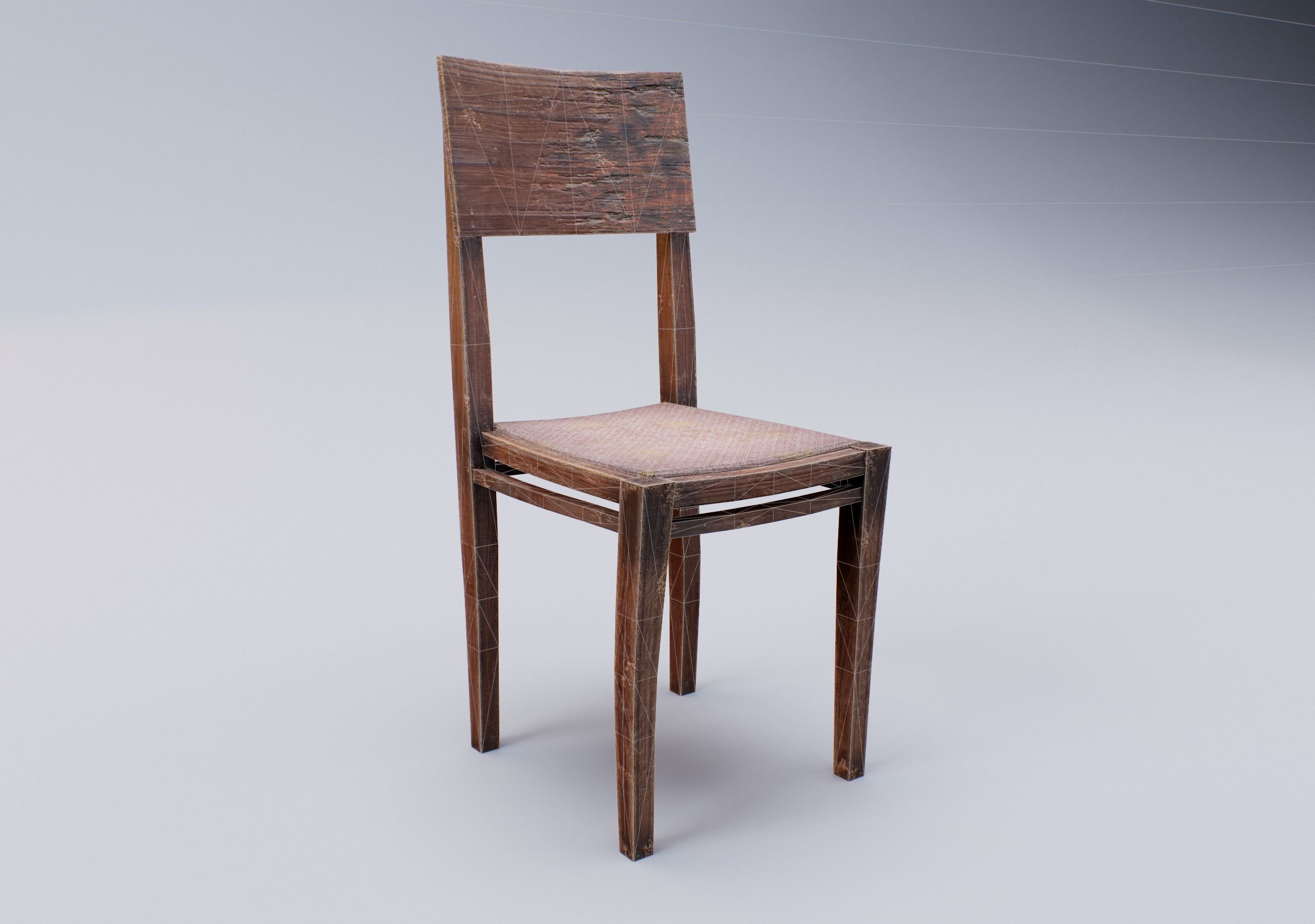 Old Wooden Chair Free low-poly 3D model_5